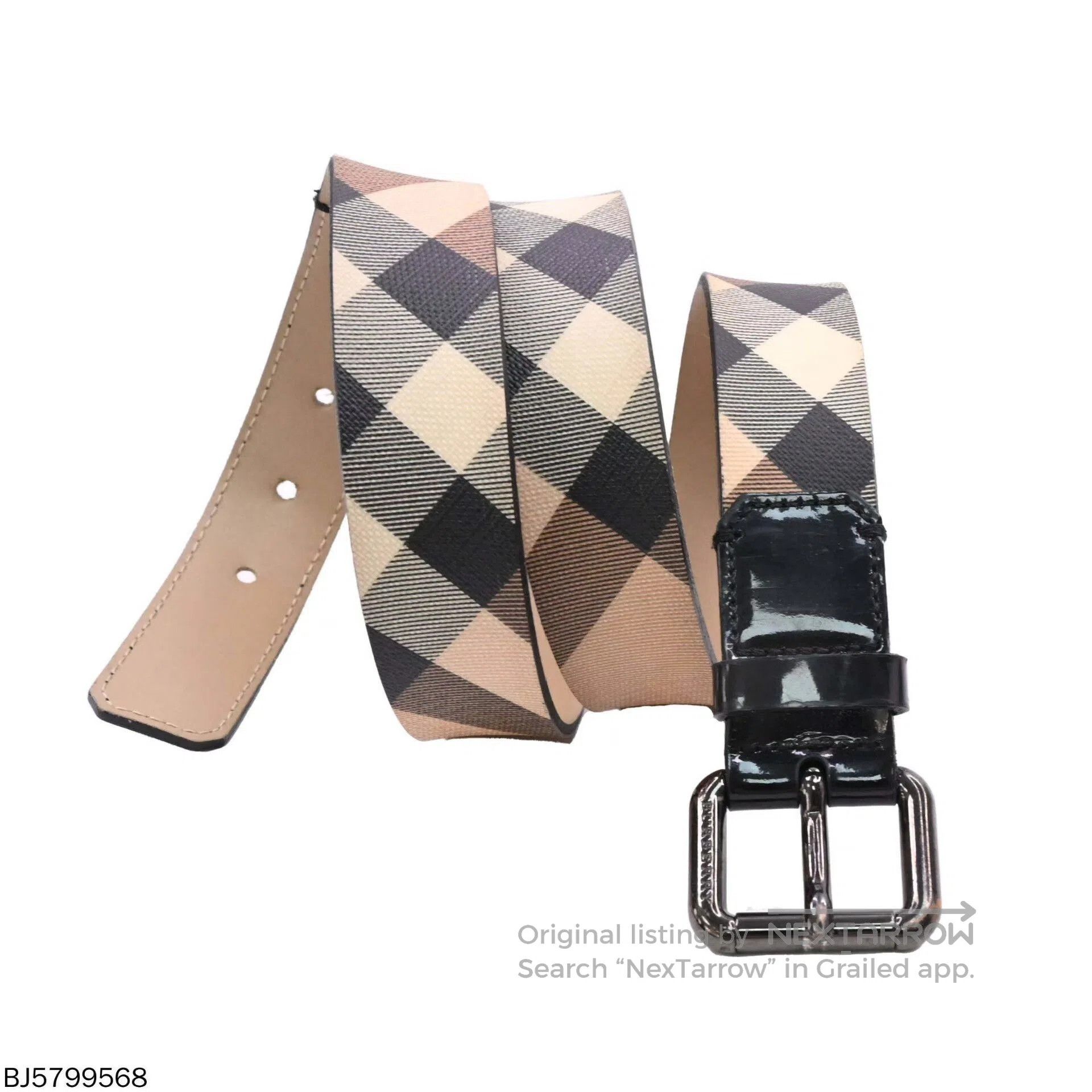 Burberry burberry check canvas leather belt 90×3. Size ONE SIZE - 1 Thumbnail