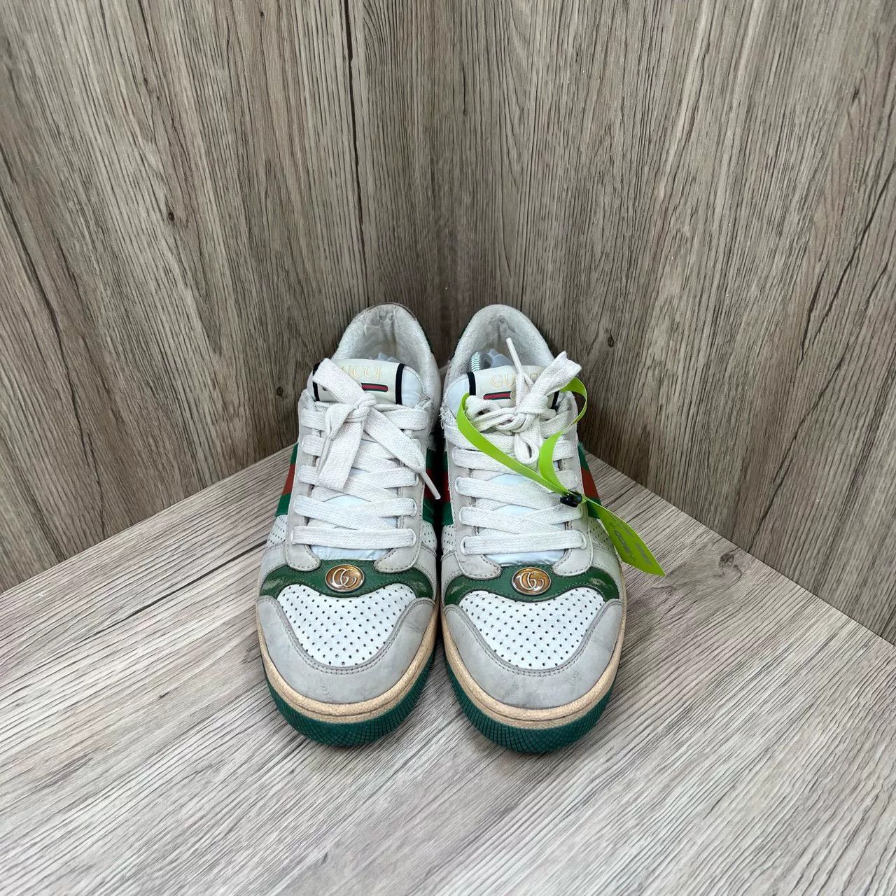 Gucci gucci green and beige perforated sneakers Size US 9 / EU 42 - 1 Thumbnail