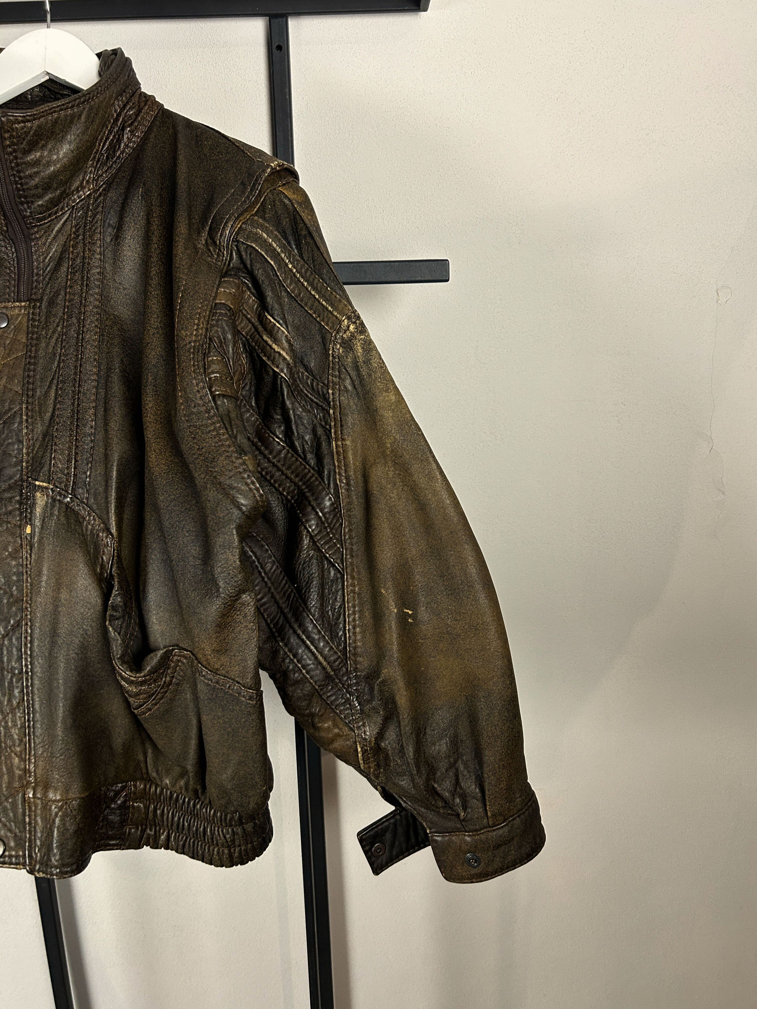 Yohji Yamamoto Y2K Distressed Leather Jacket Brown Oversized Streetwear Fit Size US L / EU 52-54 / 3 - 5 Thumbnail