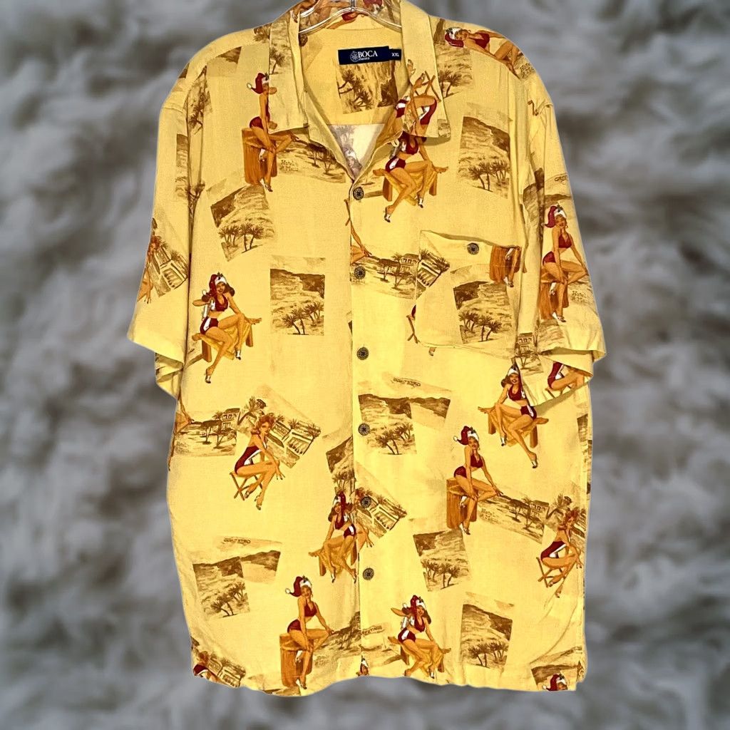 Vintage Boca Classics Hawaiian Shirt Mens XXL Santa Pin Up Girls Beach Vacation Tropical Size US XXL / EU 58 / 5 - 1 Thumbnail