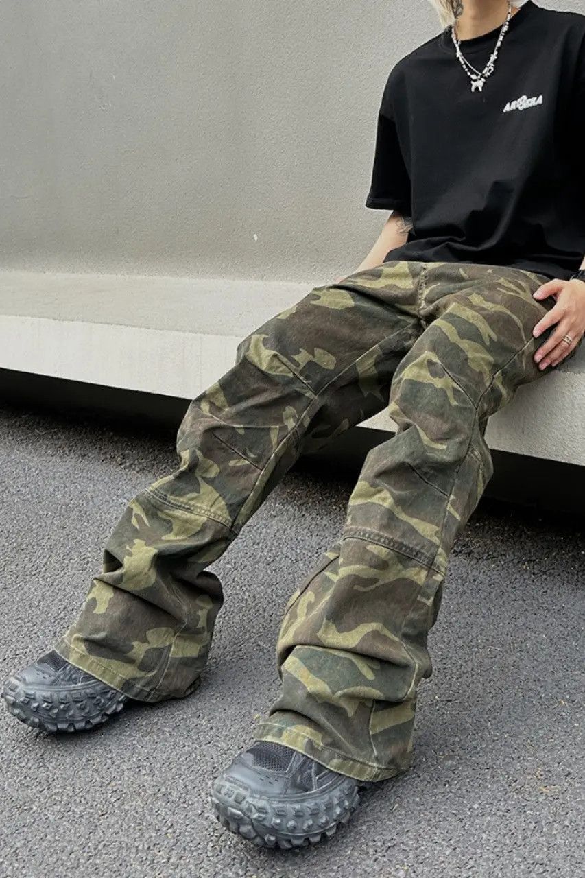 Japanese Brand × Jean Camo Graphic Wide Leg Cargo Pants, Military Style Pants Size US 30 / EU 46 - 3 Thumbnail