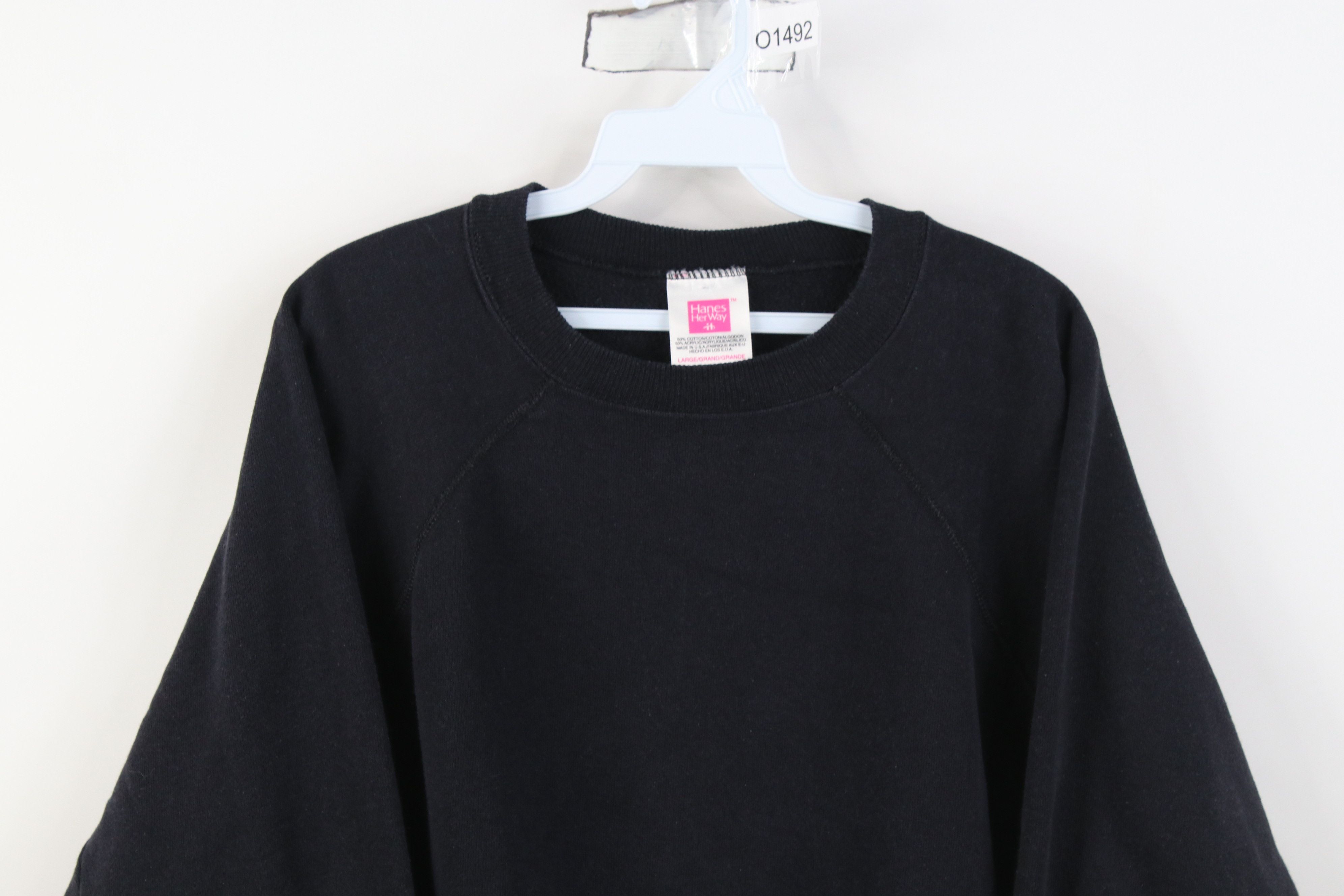 Vintage Vintage 90s Streetwear Blank Crewneck Sweatshirt Black USA Size L / US 10 / IT 46 - 2 Thumbnail