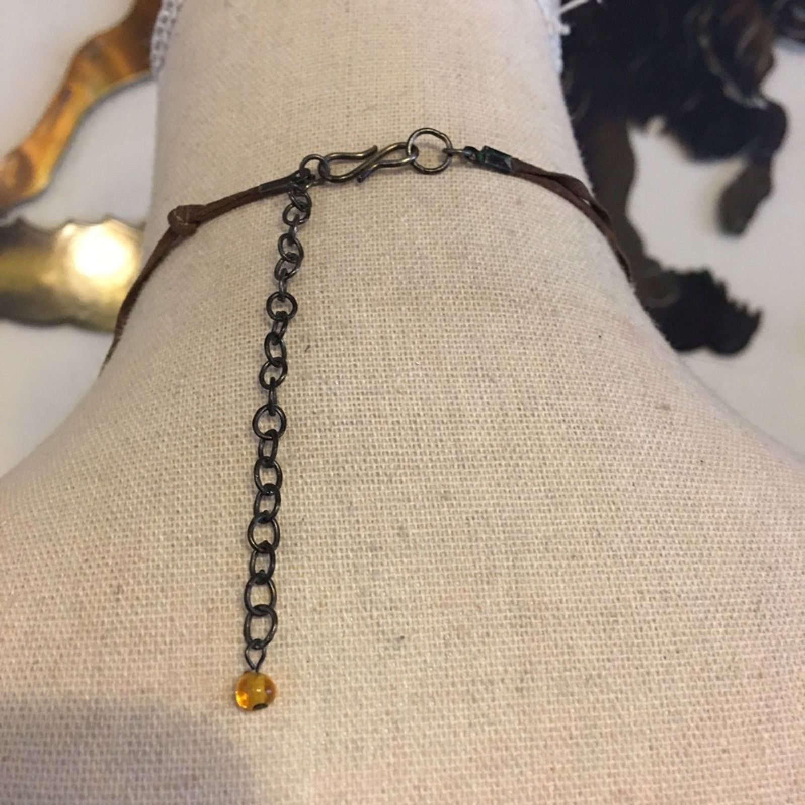 Vintage Vintage suede cord glass cabochon necklace Size ONE SIZE - 5 Thumbnail