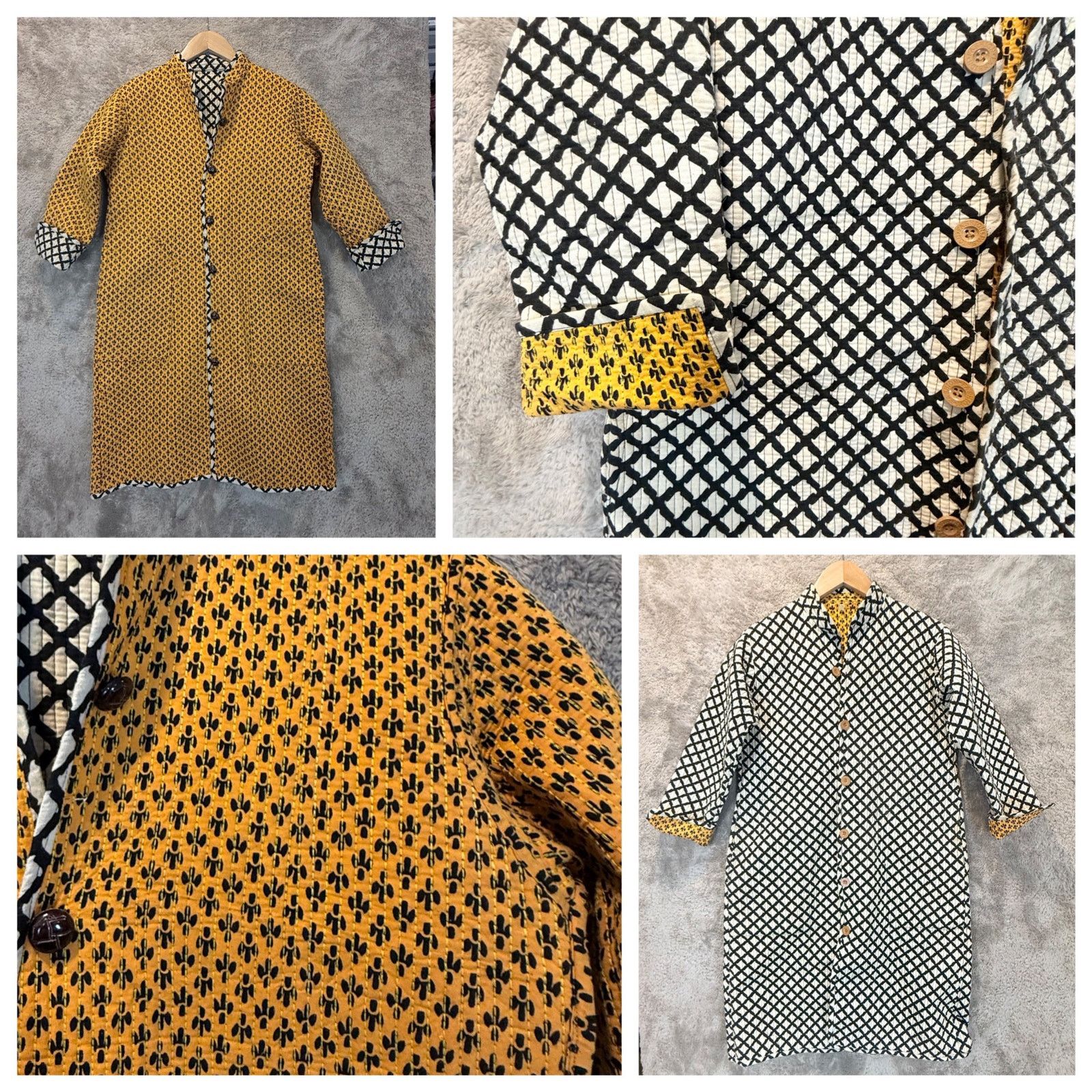 Other African Reversible Quilted Long Duster Overcoat Trench Coat Size M / US 6-8 / IT 42-44 - 1 Thumbnail