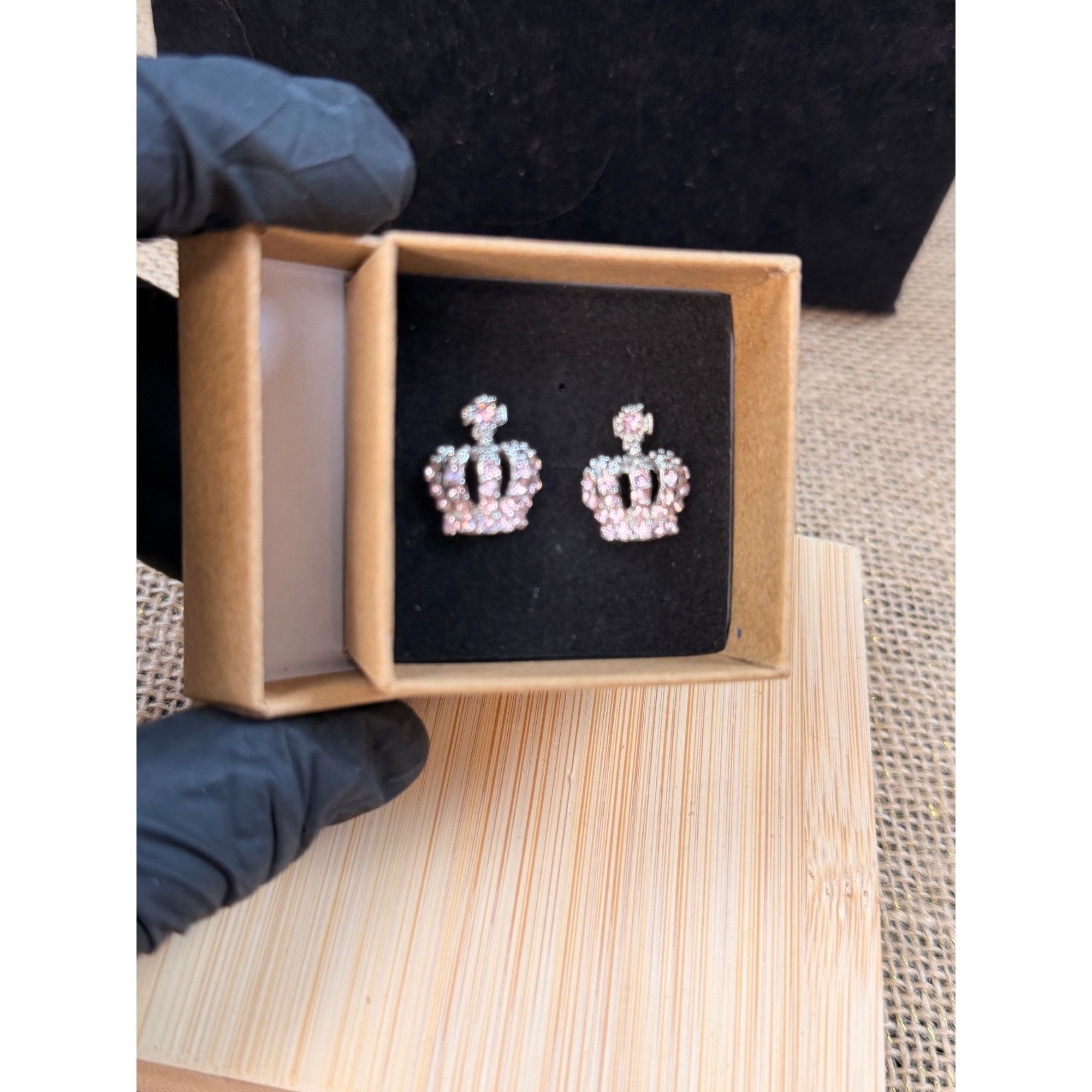 Other Crown Shaped Crystal Stud Earrings In Gift Box Size ONE SIZE - 3 Thumbnail