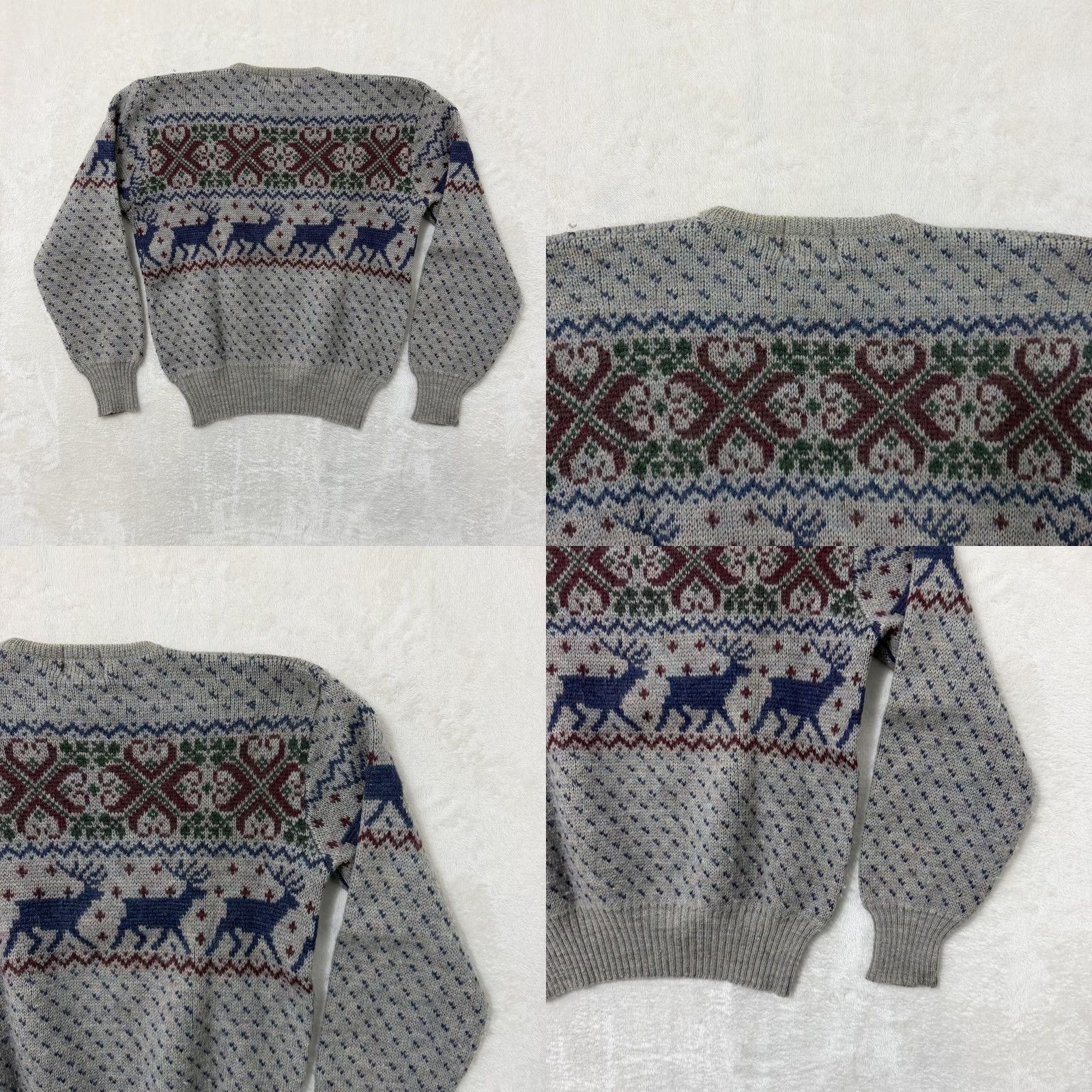 Vintage VINTAGE Boston Traders Sweater Mens Large Gray Wool Fair Isle Reindeer Christmas Christmas Size US L / EU 52-54 / 3 - 8 Thumbnail