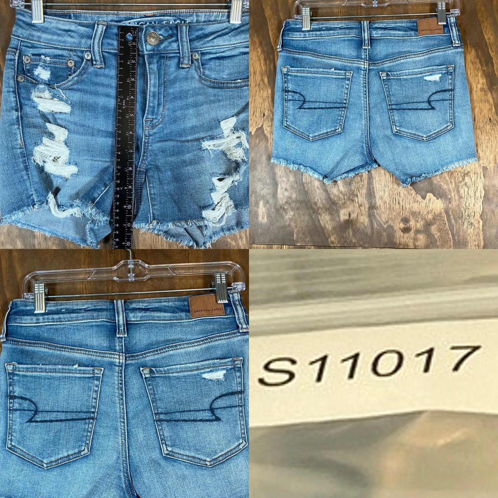 American Eagle Outfitters American Eagle Outfitters Womens Shorts Blue Denim Midi Distressed Stretch 4 Size 27" / US 4 / IT 40 - 8 Thumbnail