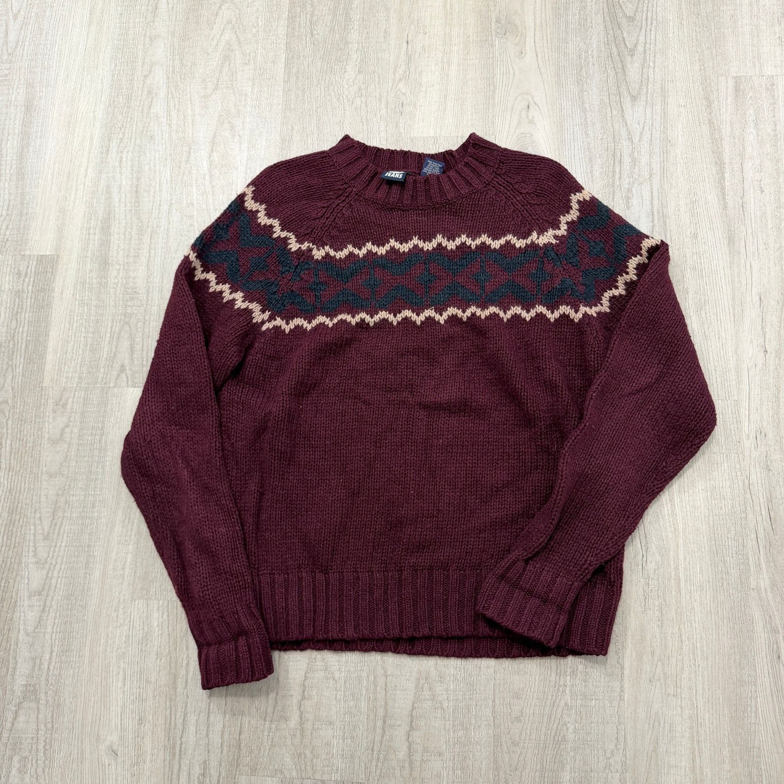Vintage Vintage Geometric Knit Sweater Men's Medium Fair Isle Red Size US M / EU 48-50 / 2 - 1 Thumbnail