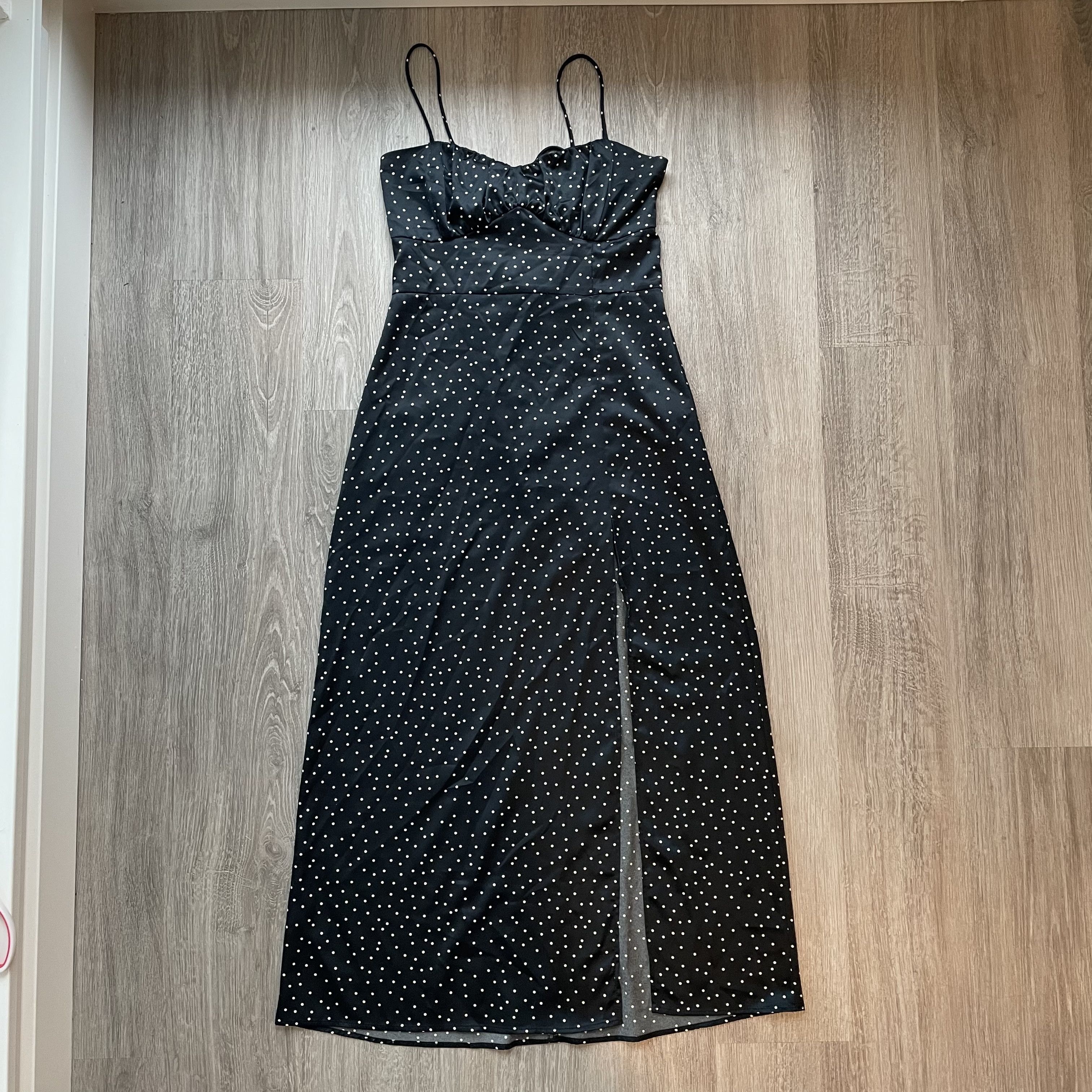 Zara Zara Polka Dot Ruched Bust Midi Dress with Slit XS Size XS / US 0-2 / IT 36-38 - 2 Thumbnail