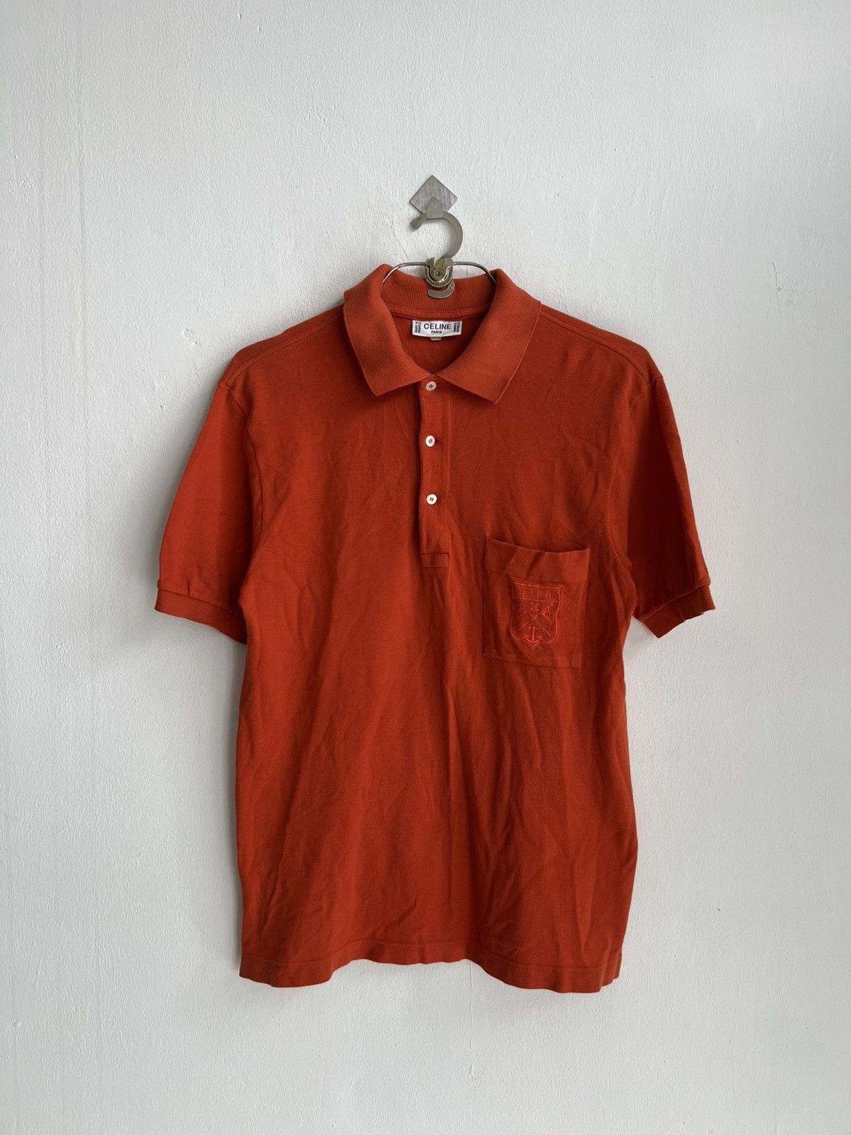 Celine Vintage 1980s Celine Paris Embroidery Logo Pocket Polo Shirt Size US M / EU 48-50 / 2 - 1 Thumbnail