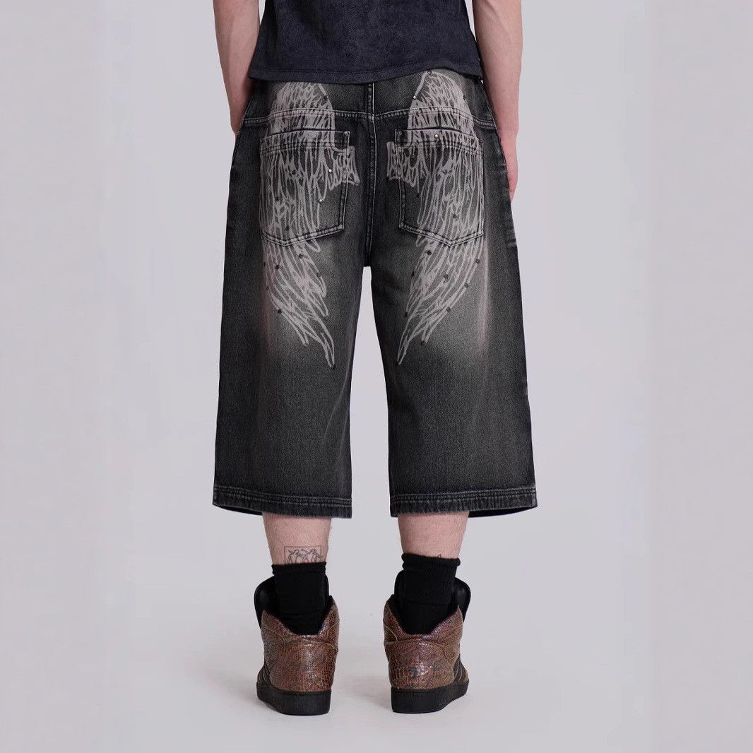 Japanese Brand Retro gradient printed wide leg denim shorts Size US 32 / EU 48 - 1 Thumbnail