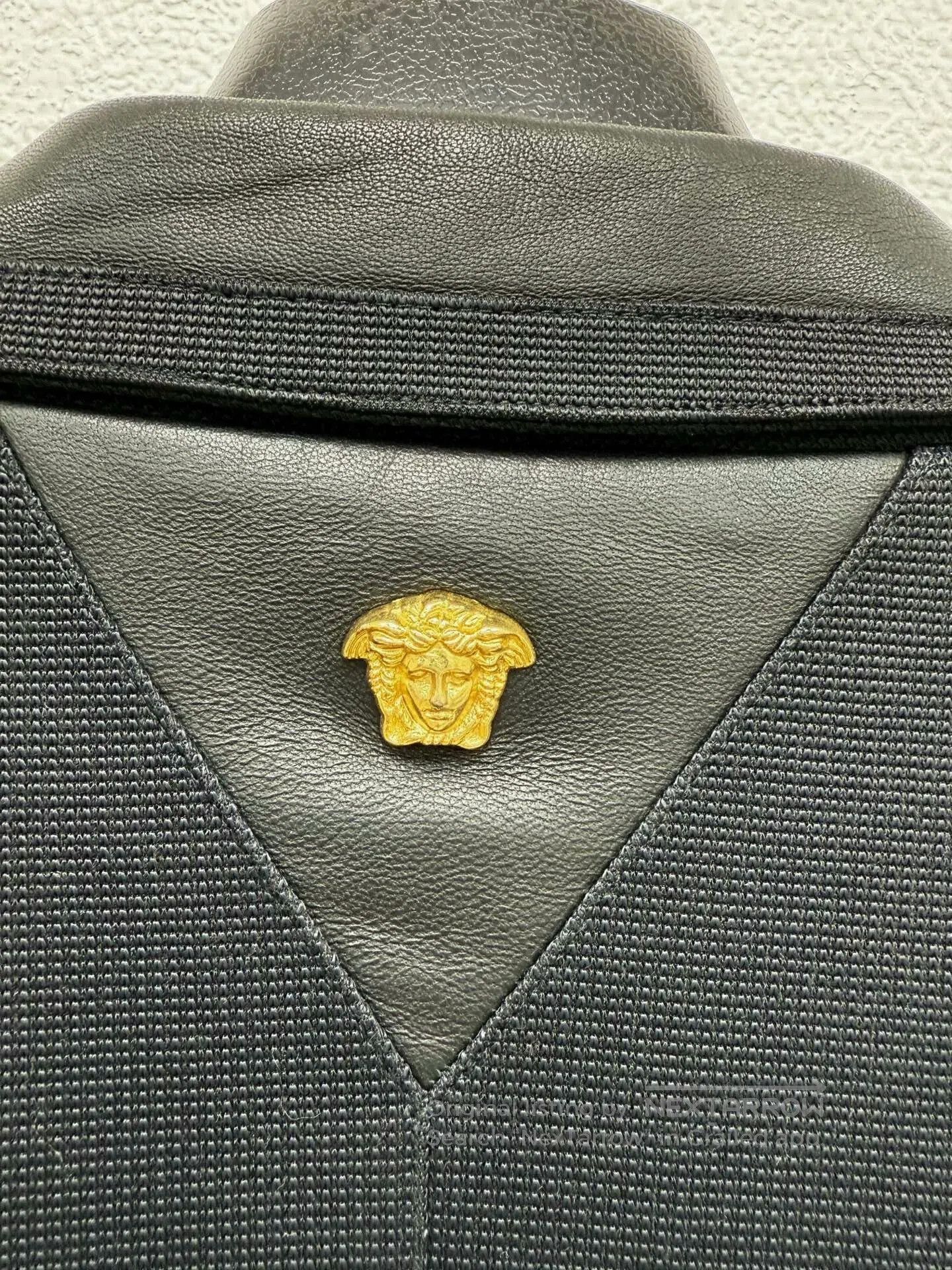 Versace VERSACE Leather Trim Casual Blazer. Size US L / EU 52-54 / 3 - 6 Thumbnail
