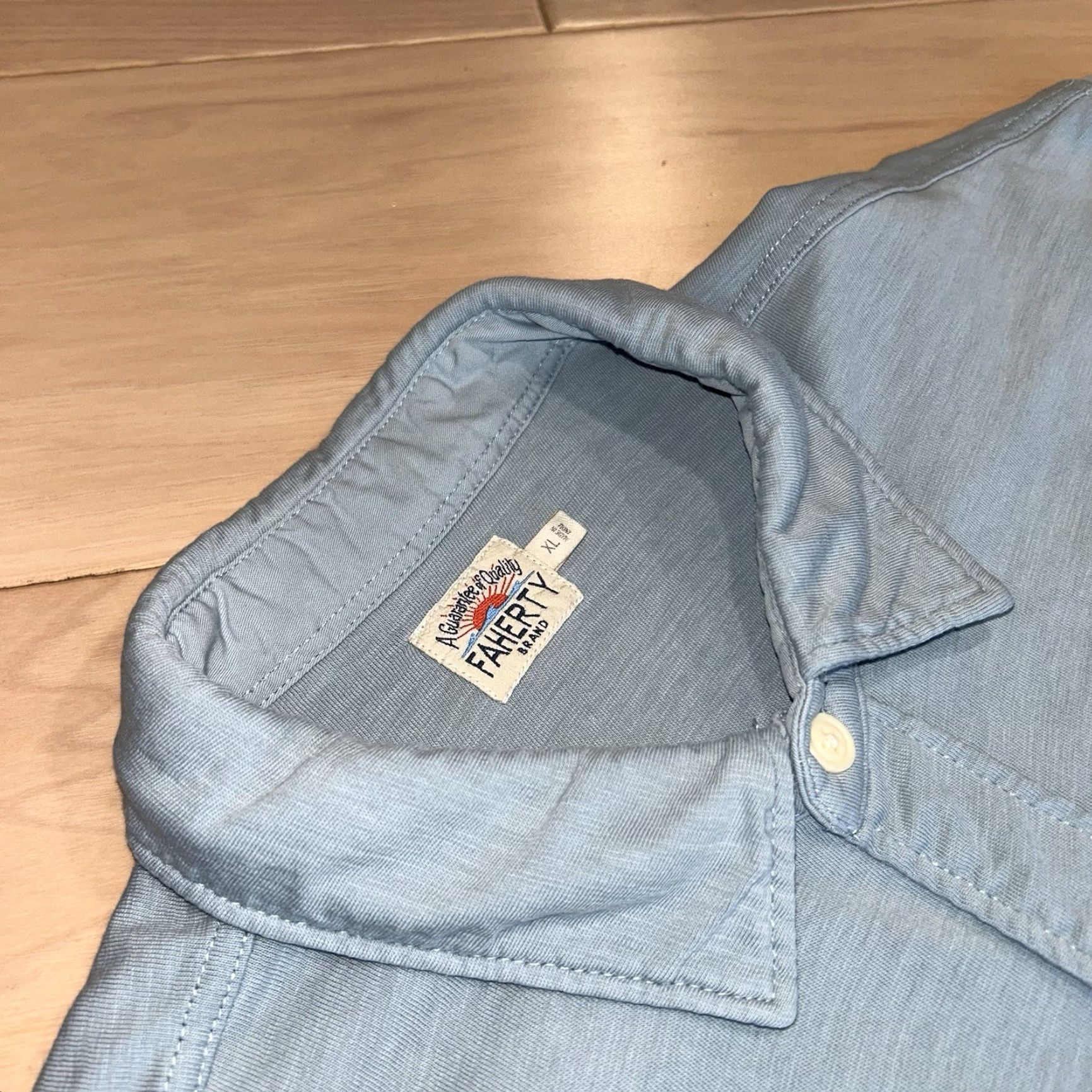 Faherty Faherty Button-Up Shirt Blue Long Sleeve XL Men’s Plaid Casual Workwear Travel Pockets Breathable Linen Vintage: No Size US XL / EU 56 / 4 - 3 Thumbnail