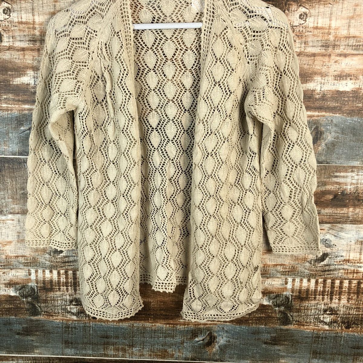Homespun Knitwear × Japanese Brand Japan vintage crochet meshnet Brown cardigan Knitwear #A1565 Size S / US 4 / IT 40 - 6 Thumbnail