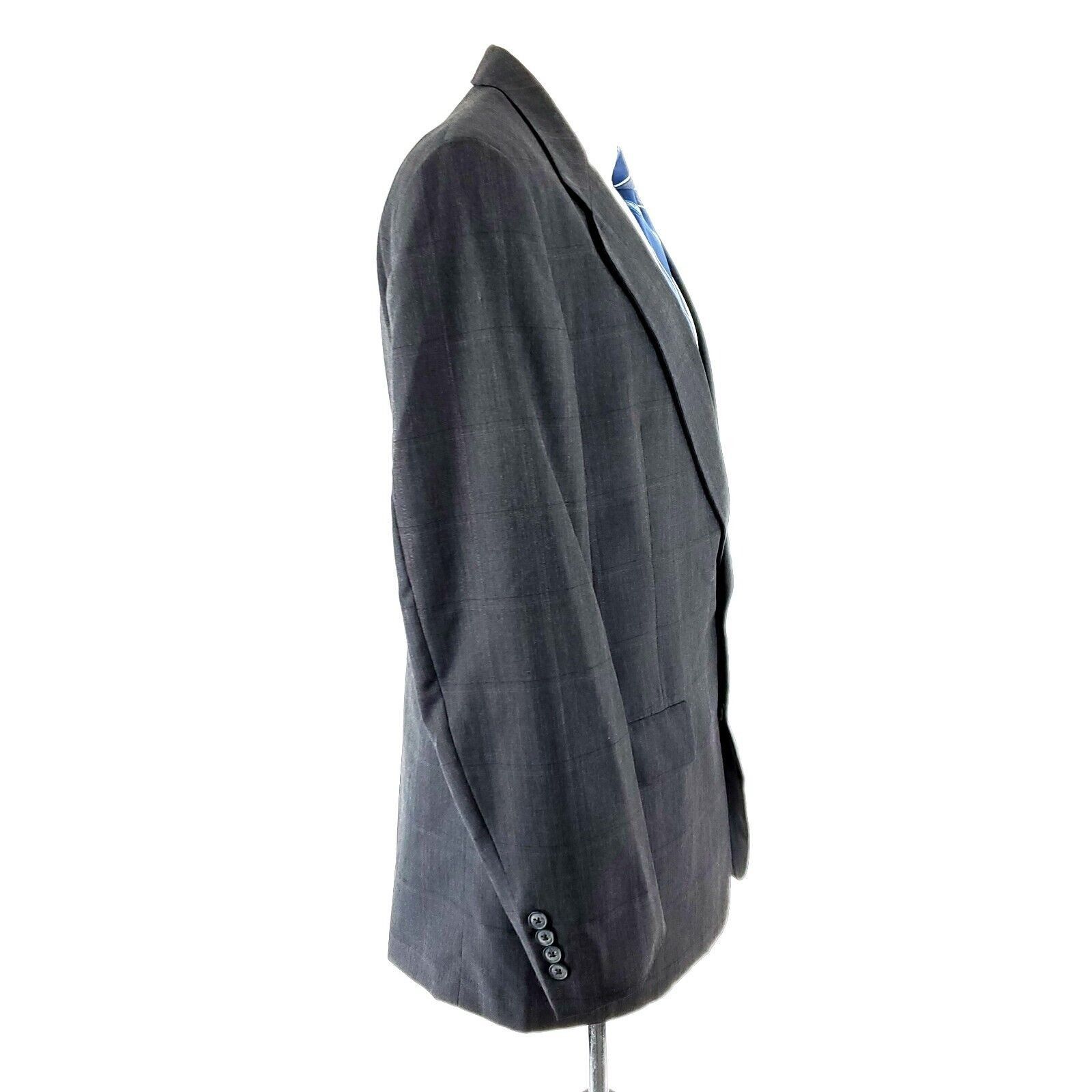 Hart Schaffner Marx Hart Schaffner Marx Wool 2 Button Blazer 40L Gray Plaid W/ P Size 40L - 6 Thumbnail
