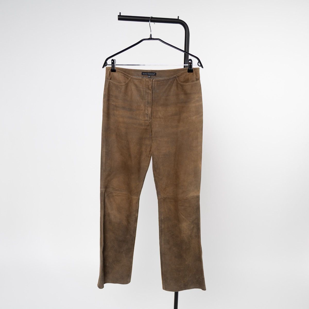 Luisa Cerano Luisa Cerano Womens Brown Leather Pants Wide Leg High Rise Size 30" / US 8 / IT 44 - 1 Thumbnail