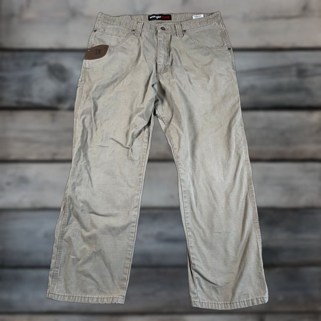 Wrangler WRANGLER RIGGS Workwear Carpenter Pants Men's 36 x 28 Beige Ripstop Cotton Casual Outdoor Retro Size US 36 / EU 52 - 1 Thumbnail