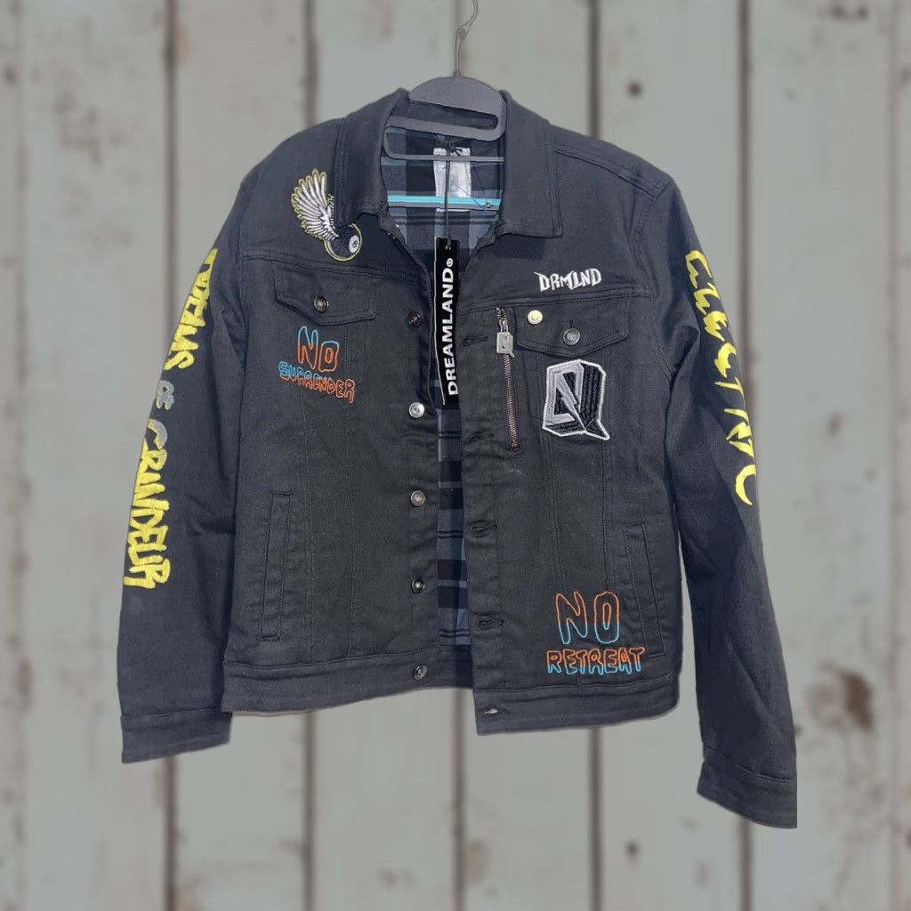 Vintage Dreamland Stormzy Denim Jacket M Unisex Adults Slim Black Cotton Denim Button Collar Insulated Lining cotton Regular Size M / US 6-8 / IT 42-44 - 1 Thumbnail