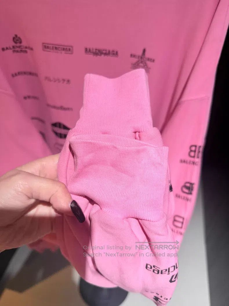 Balenciaga Balenciaga Pink Multi-Element Full-Print Logo Sweatshirt Size US L / EU 52-54 / 3 - 9 Thumbnail