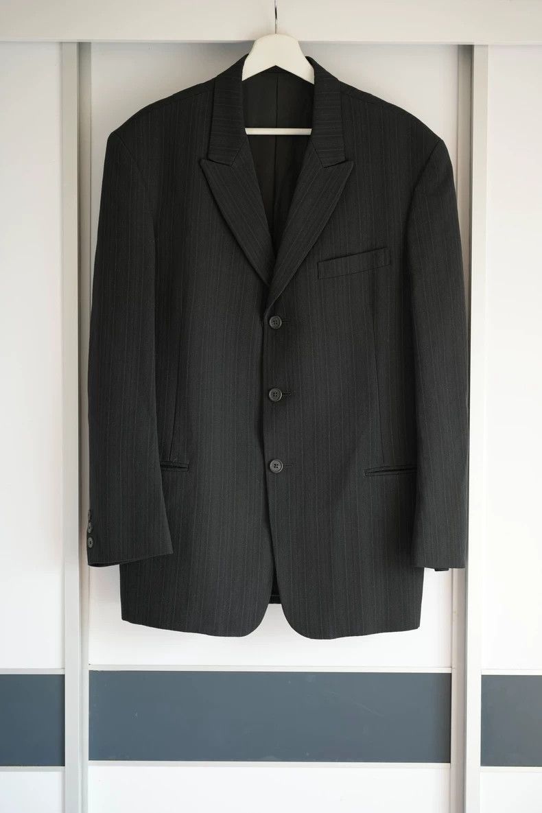 Yohji Yamamoto Yohji Yamamoto size s 90s gun lapel striped suit 2501-Nexta Size 38R - 1 Thumbnail
