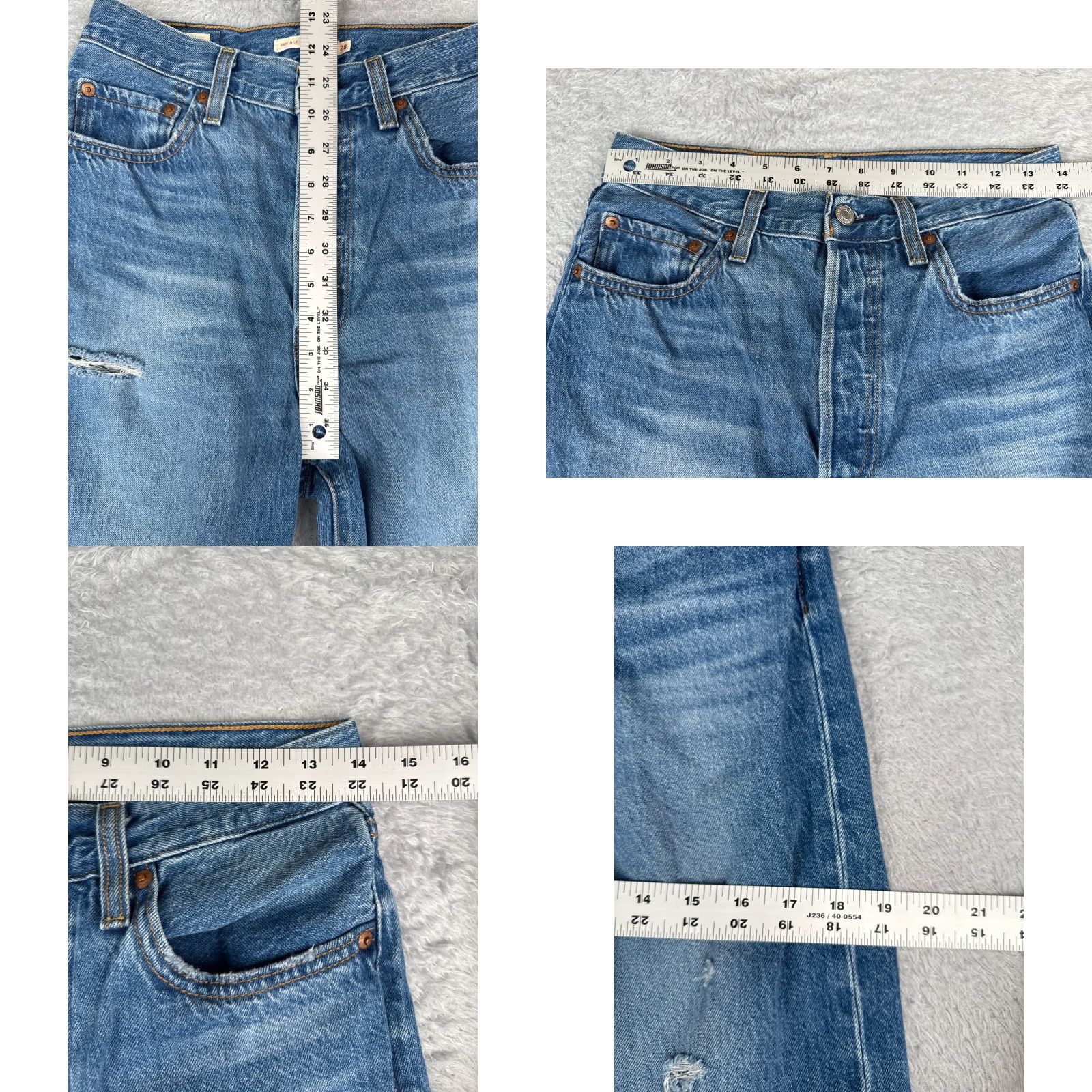 Levi's Levis Premium Jeans Women 28 Blue Big E Ribcage Straight Ankle Cotton 28x27 Size 28" / US 6 / IT 42 - 9 Thumbnail