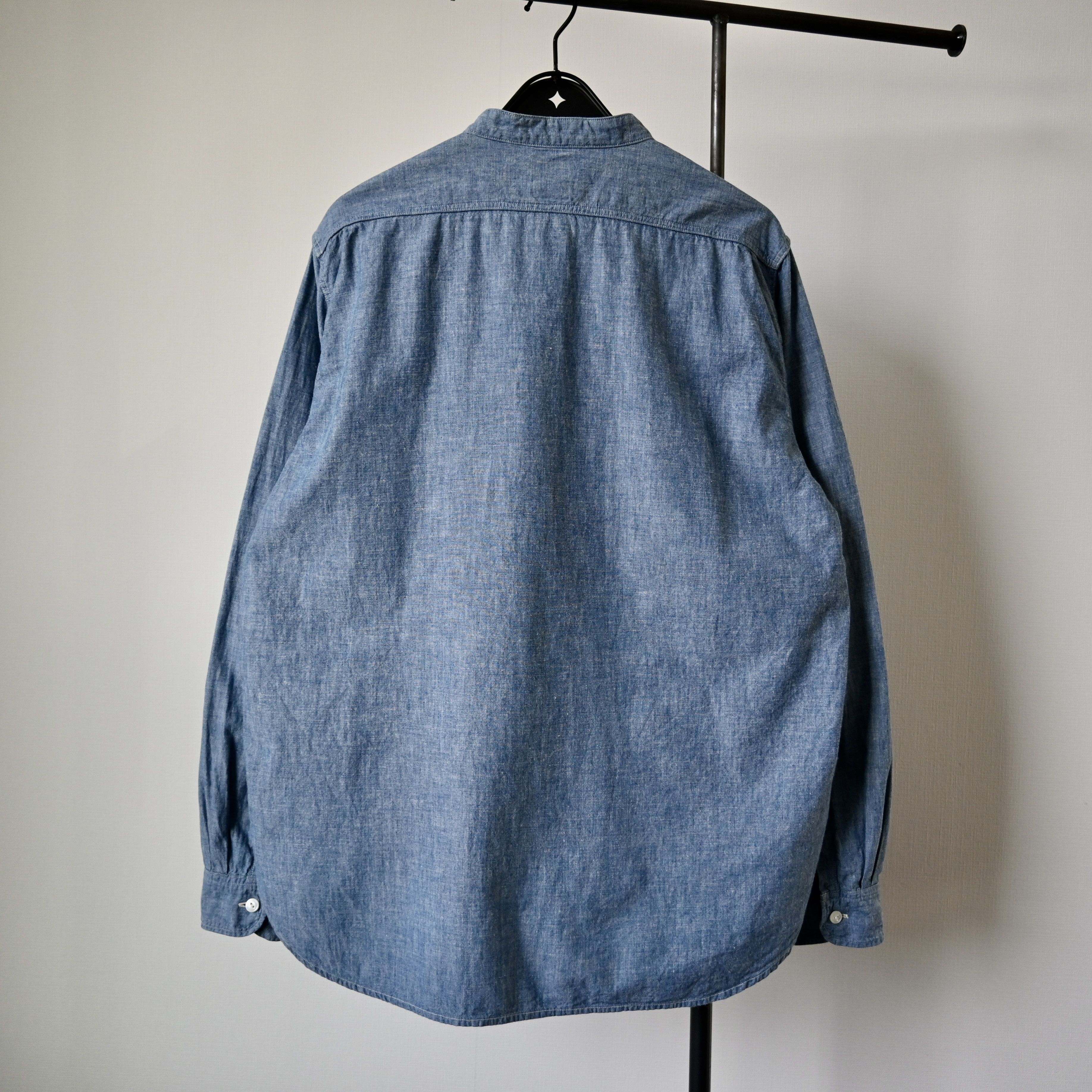 FOB Factory chambray band collar work shirt, made in Japan
