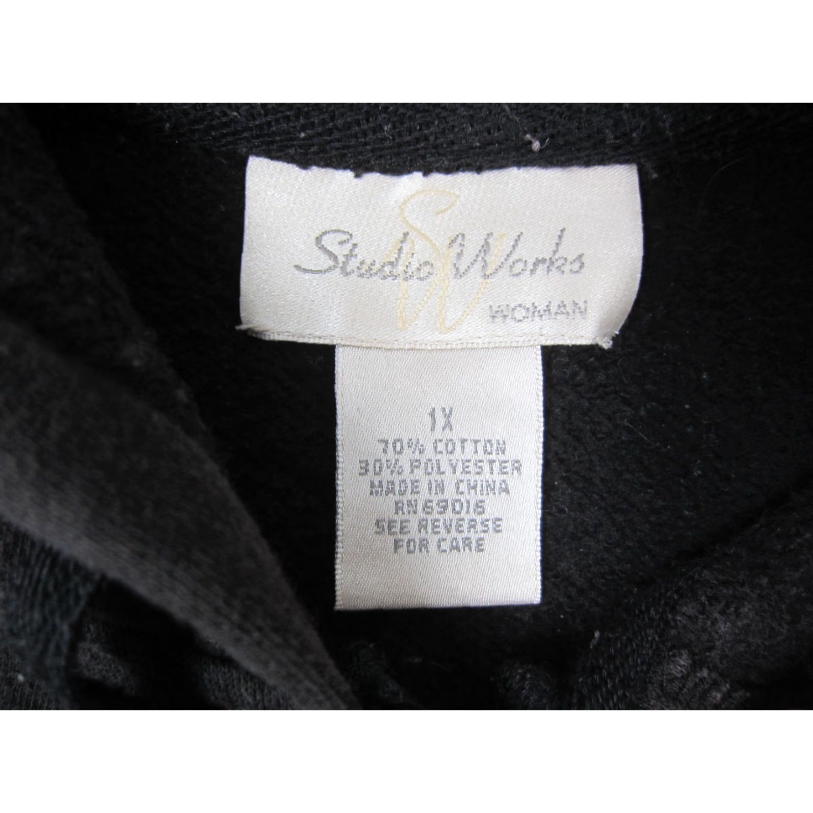 Vintage VINTAGE Studio Works Hoodie Womens 1X Black Full Zip Fleece Sweatshirt - Boxy, Logo, Hooded, Pockets, 90s, Winter, Fall, Activewear Womens Size XL / US 12-14 / IT 48-50 - 3 Thumbnail