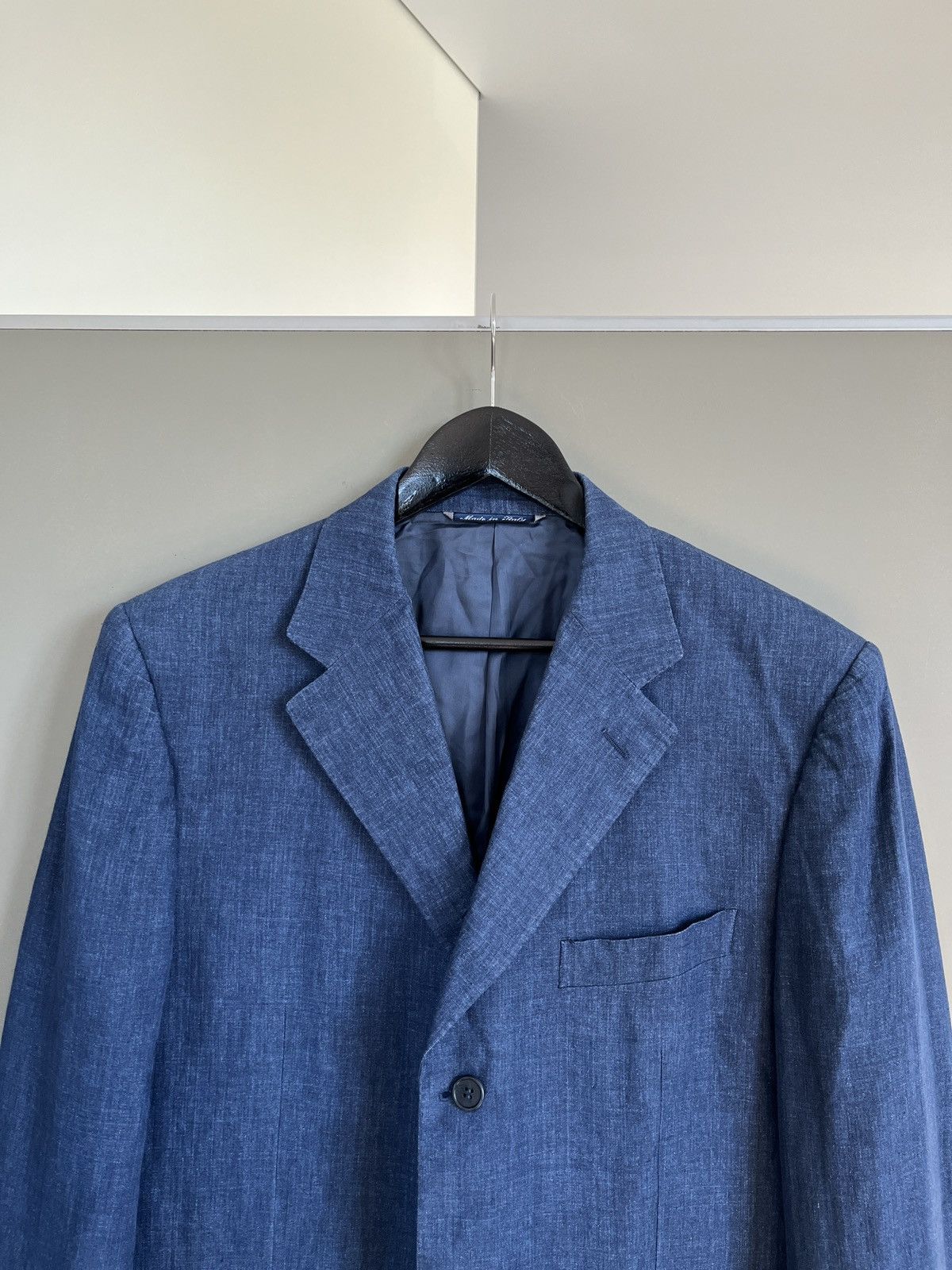 Canali CANALI Luxury Three Buttons Linen Blue Classic Sport Blazer Size 50R - 2 Thumbnail