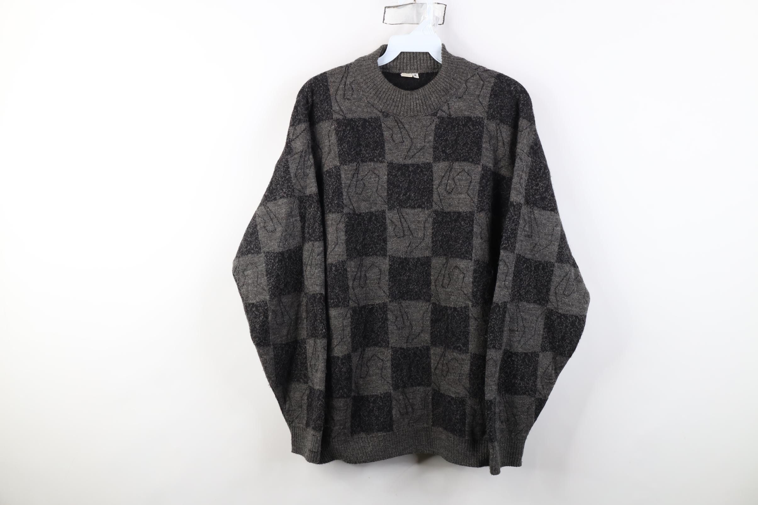 Vintage Vintage 90s Streetwear Wool Blend Knit Checkered Sweater Size US M / EU 48-50 / 2 - 1 Thumbnail