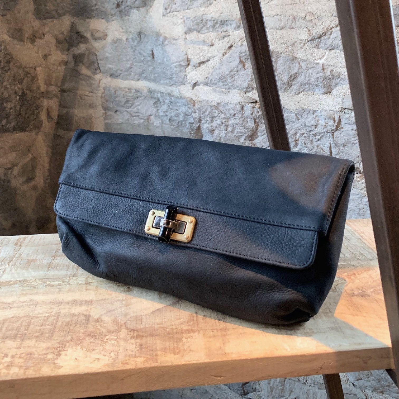 Lanvin Lanvin Black Leather Happy Envelope Clutch Size ONE SIZE - 1 Thumbnail