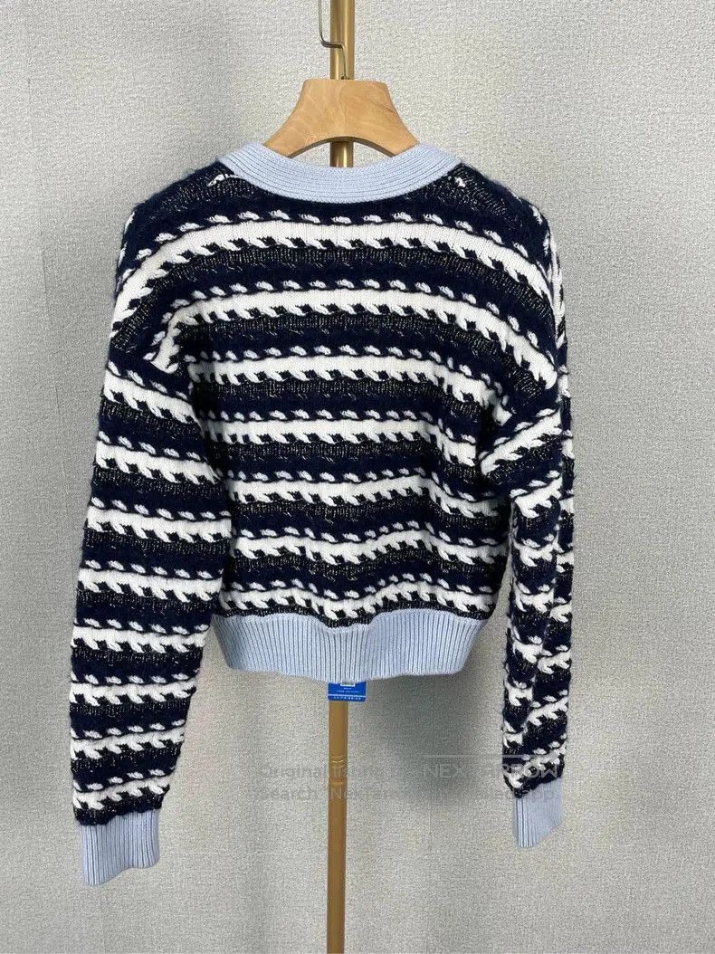 Chanel Chanel Blue Black Stripe Cardigan 36. Size US S / EU 44-46 / 1 - 2 Thumbnail