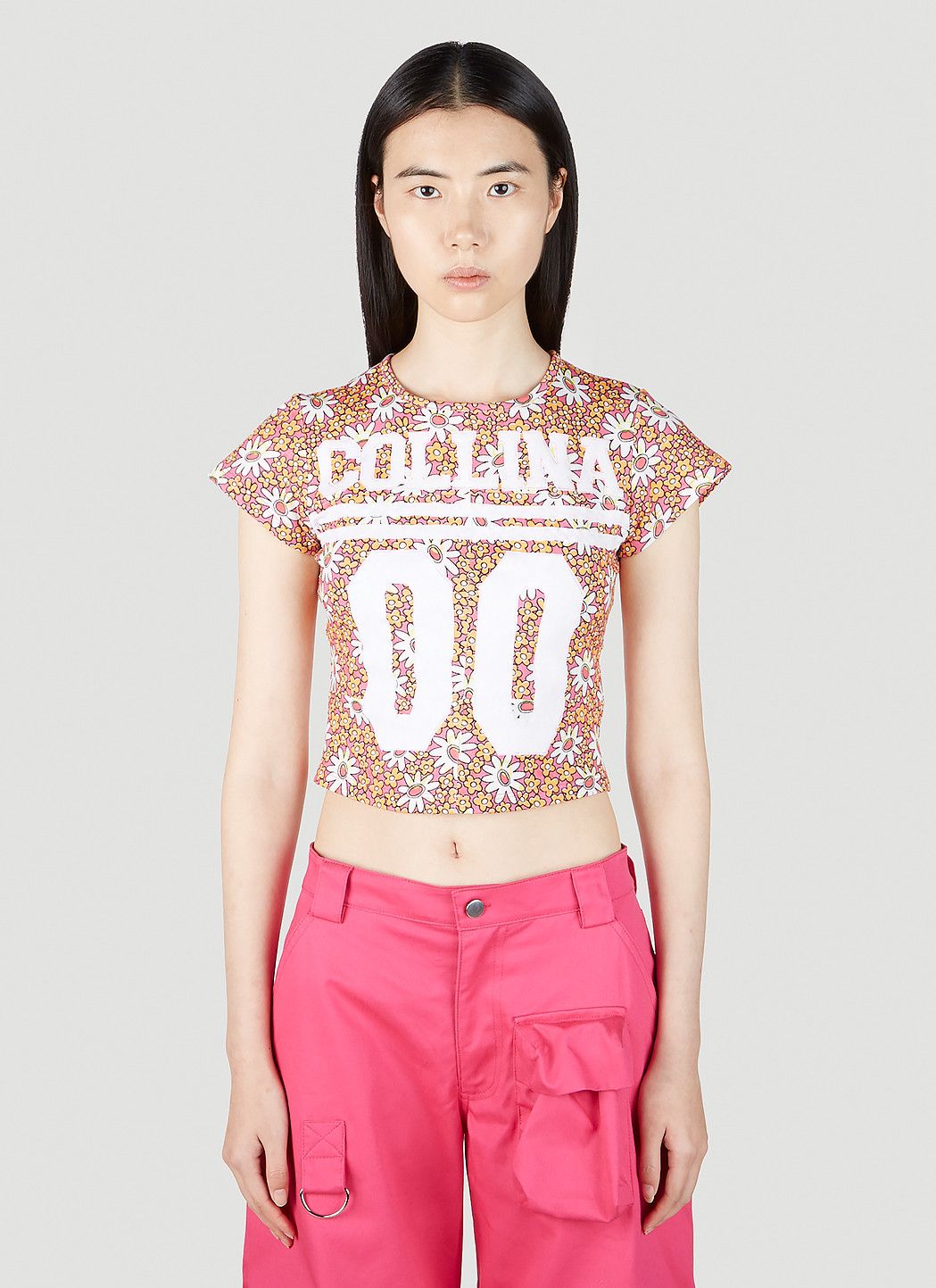 Collina Strada Logo Print Floral T-Shirt Size S / US 4 / IT 40 - 1 Thumbnail