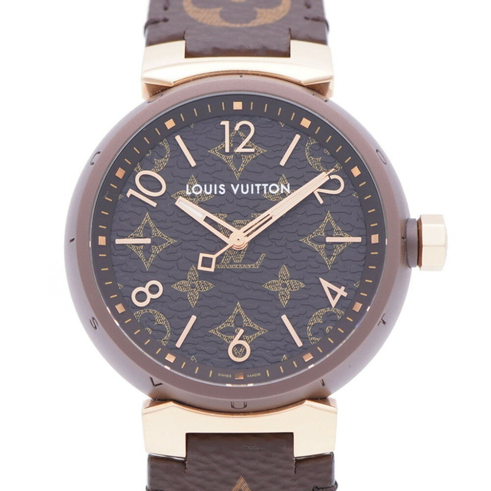 Louis Vuitton Louis Vuitton Tambour GM Monogram K18PG QA139 Quartz Watch 750 Pink Gold 1461LOUIS VUITTON Men's Size ONE SIZE - 1 Thumbnail