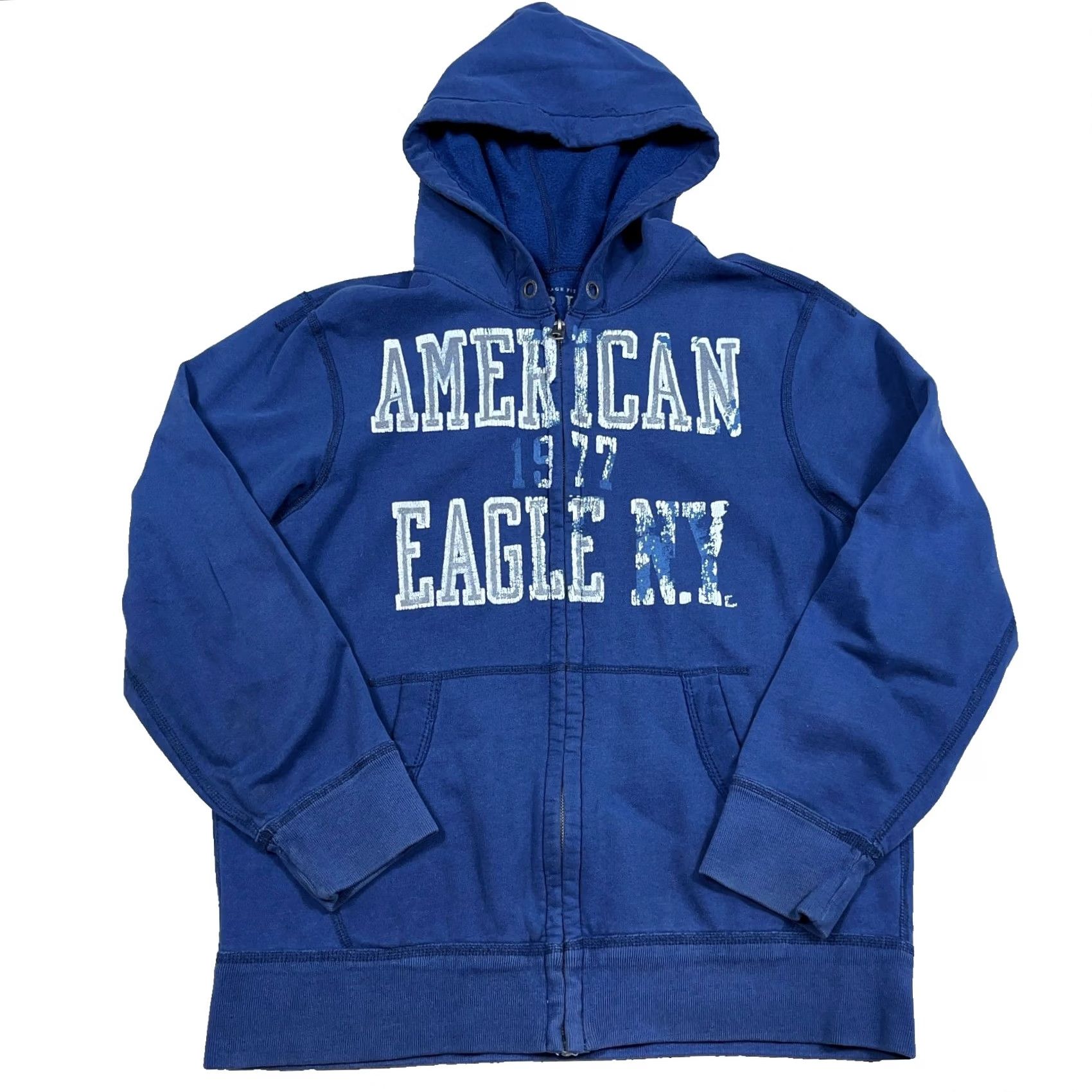 American Eagle Outfitters VINTAGE American Eagle Outfitters Hoodie Men L Blue Full Zip Logo Graphic Print Hooded 2000s Size US L / EU 52-54 / 3 - 2 Thumbnail