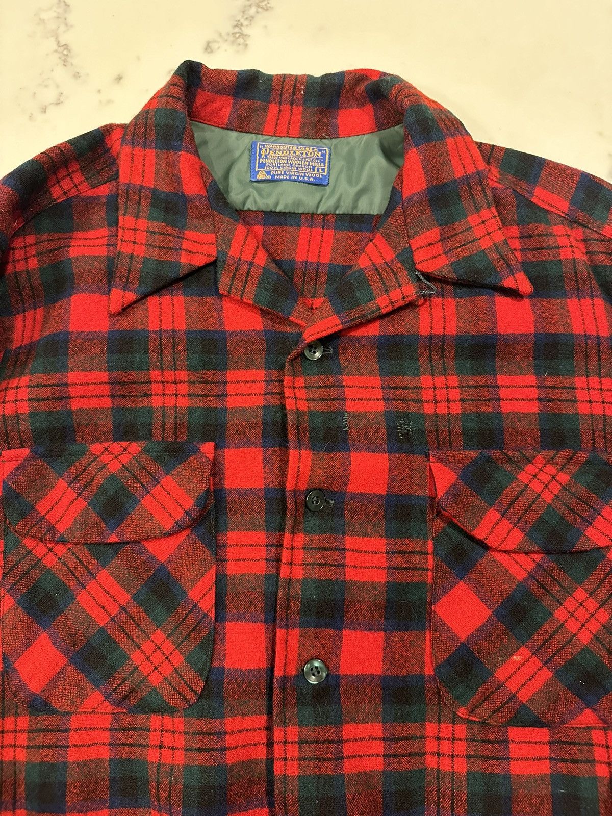 Pendleton × Vintage Vintage 1960s/70s Pendleton Button Up Fleece Red Size Large Size US L / EU 52-54 / 3 - 6 Thumbnail