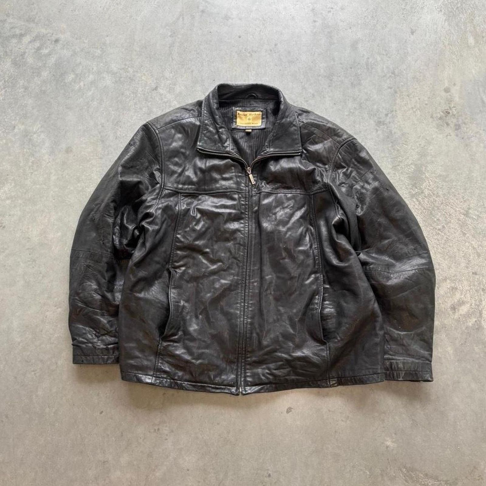Vintage Vintage 90s black leather jacket Size US XL / EU 56 / 4 - 1 Thumbnail