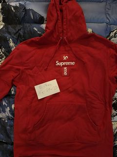 Supreme cross box online logo hooded sweatshirt red