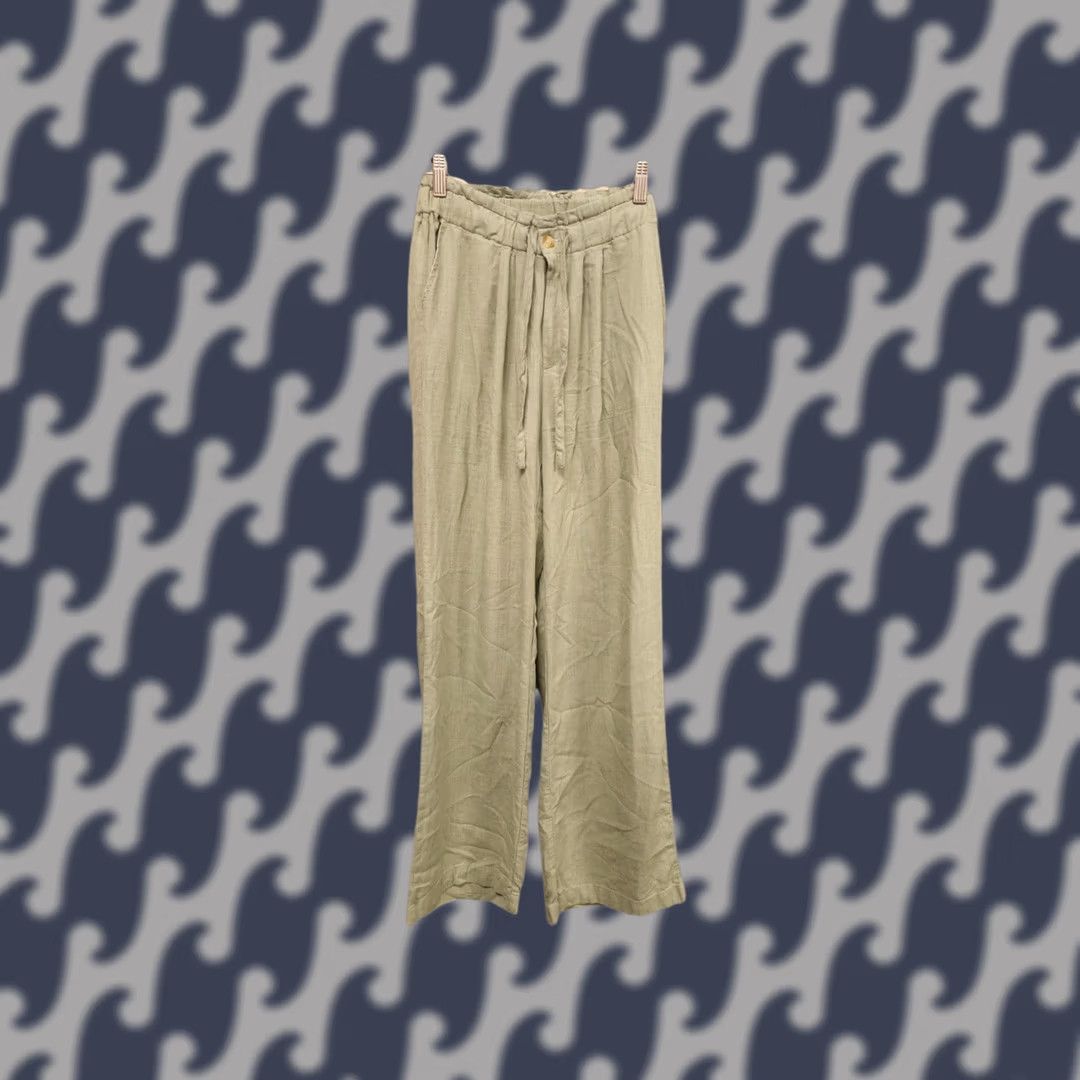 Olive Thread & Supply Pants Wide Leg Linen Rayon Olive Green Small Belted Tie Belt Casual Womens S Size 28" / US 6 / IT 42 - 1 Thumbnail
