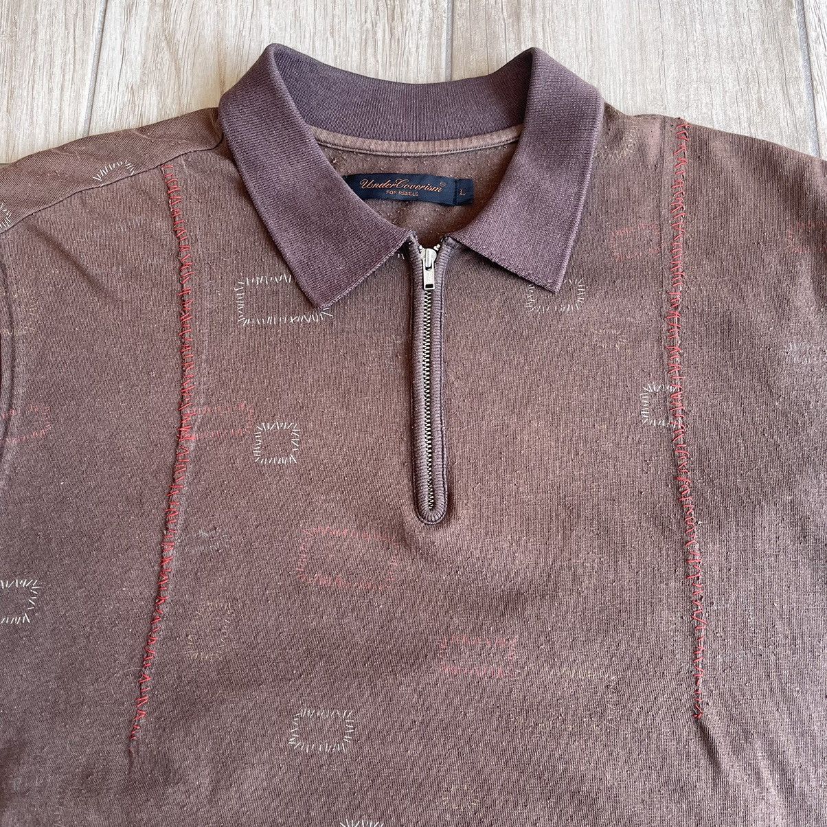 Undercover SS2003 'Scab' Stitch Quarter Zip Polo Shirt Size US L / EU 52-54 / 3 - 2 Thumbnail