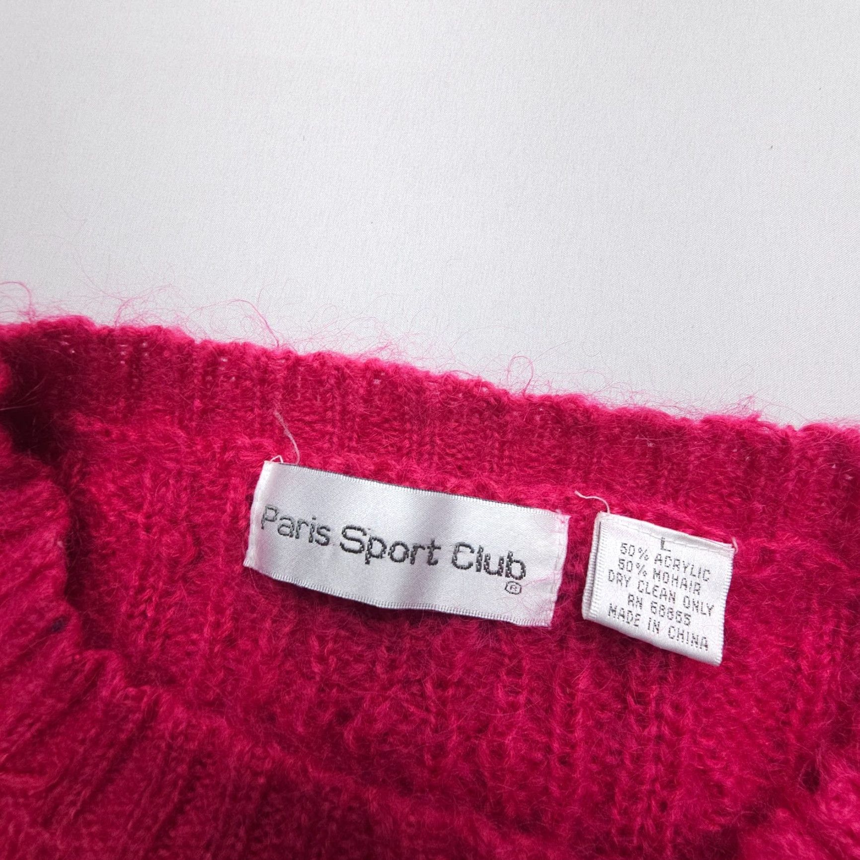 Vintage VINTAGE Paris Sport Club Mohair Blend Cable Knit Sweater Womens Large Pink Mohair Cable-Knit Pullover Winter Fall Spring Mock Neck Skirt? Size L / US 10 / IT 46 - 4 Thumbnail