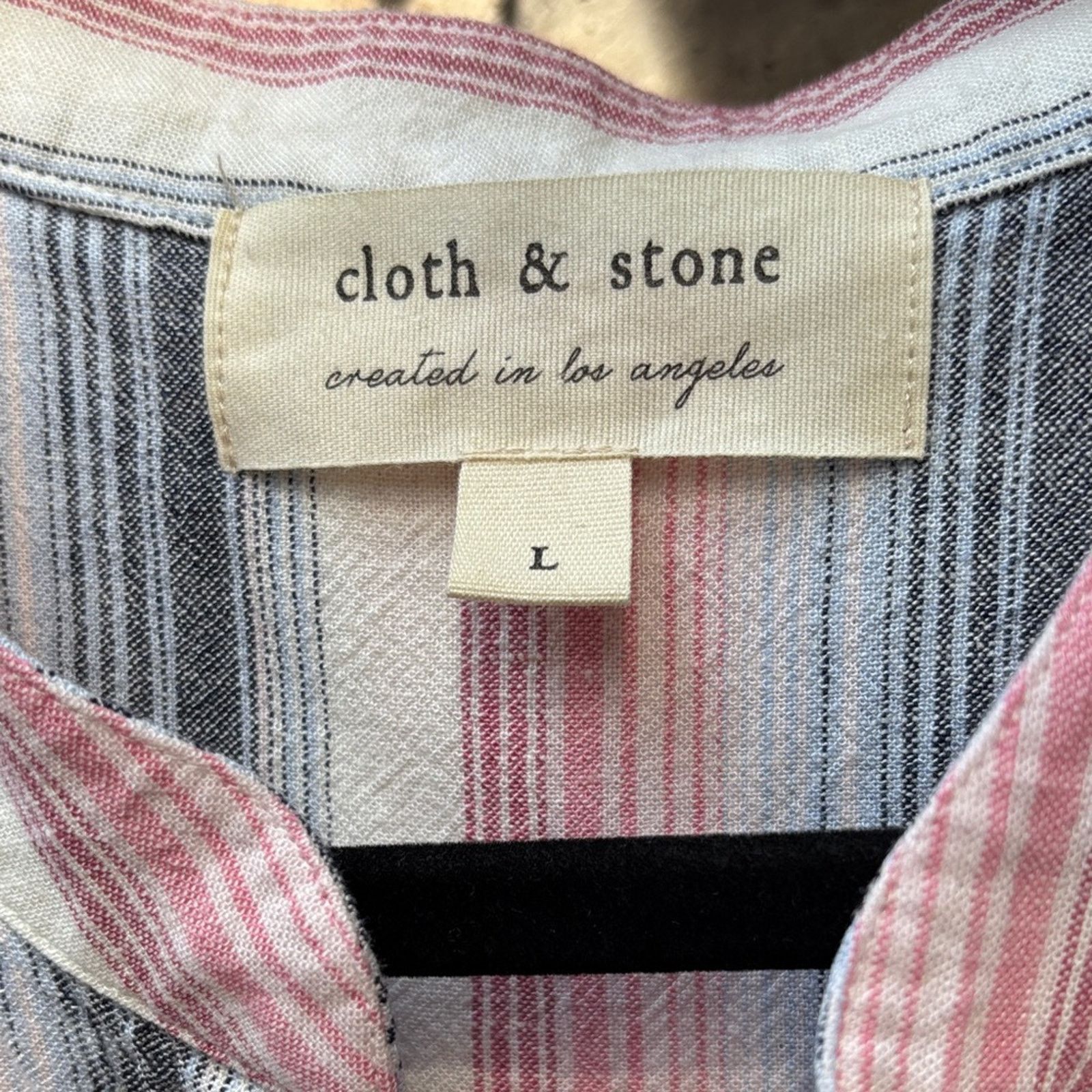 Anthropologie Anthropologie L Cloth & Stone Blue Pink Striped Mini Dress Size L / US 10 / IT 46 - 3 Thumbnail