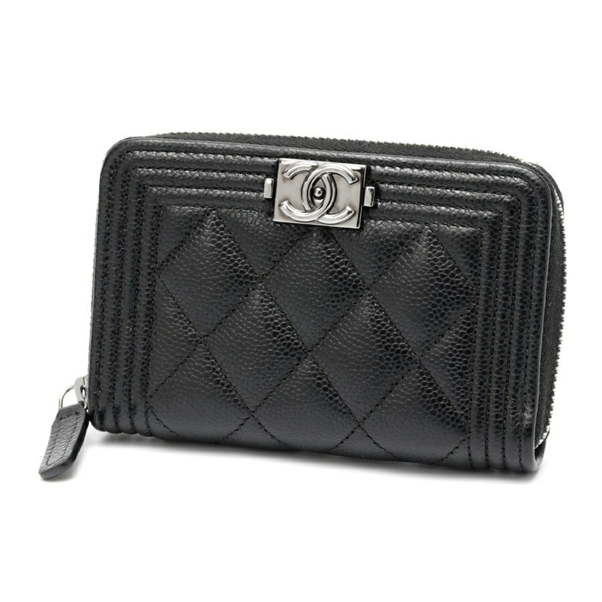 Chanel Chanel Boy Zip Coin Case Compact Wallet AP4018 Caviar Skin Black Size ONE SIZE - 1 Thumbnail