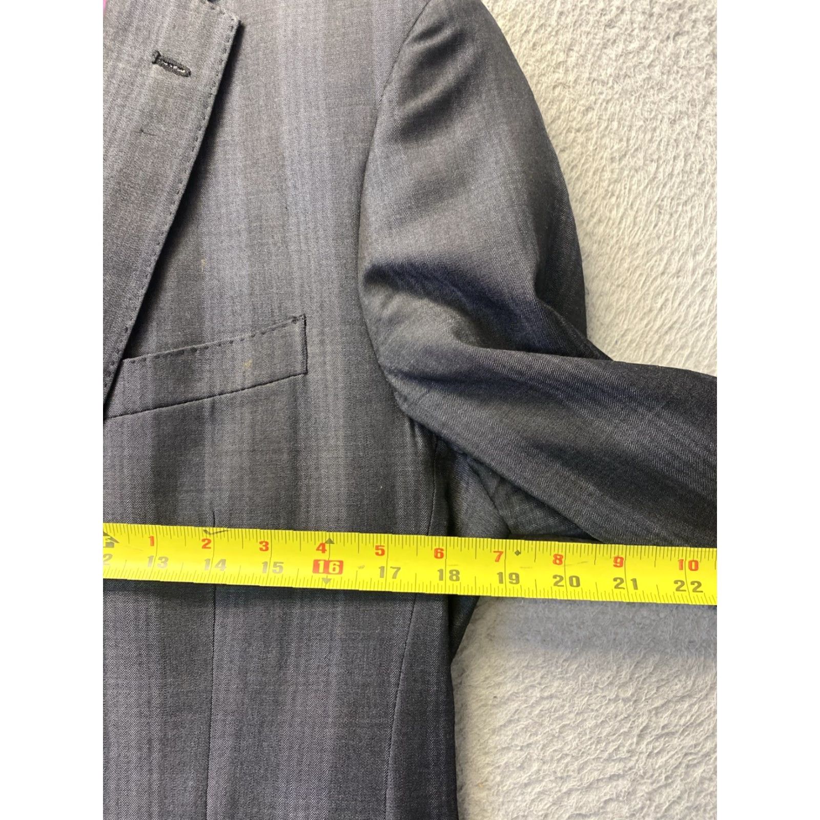 English Laundry English Laundry Blazer Jacket 36R Gray Striped Wool Shawl Button Regular Fall Winter Spring Party/Cocktail Casual Mens Size 36R - 4 Thumbnail