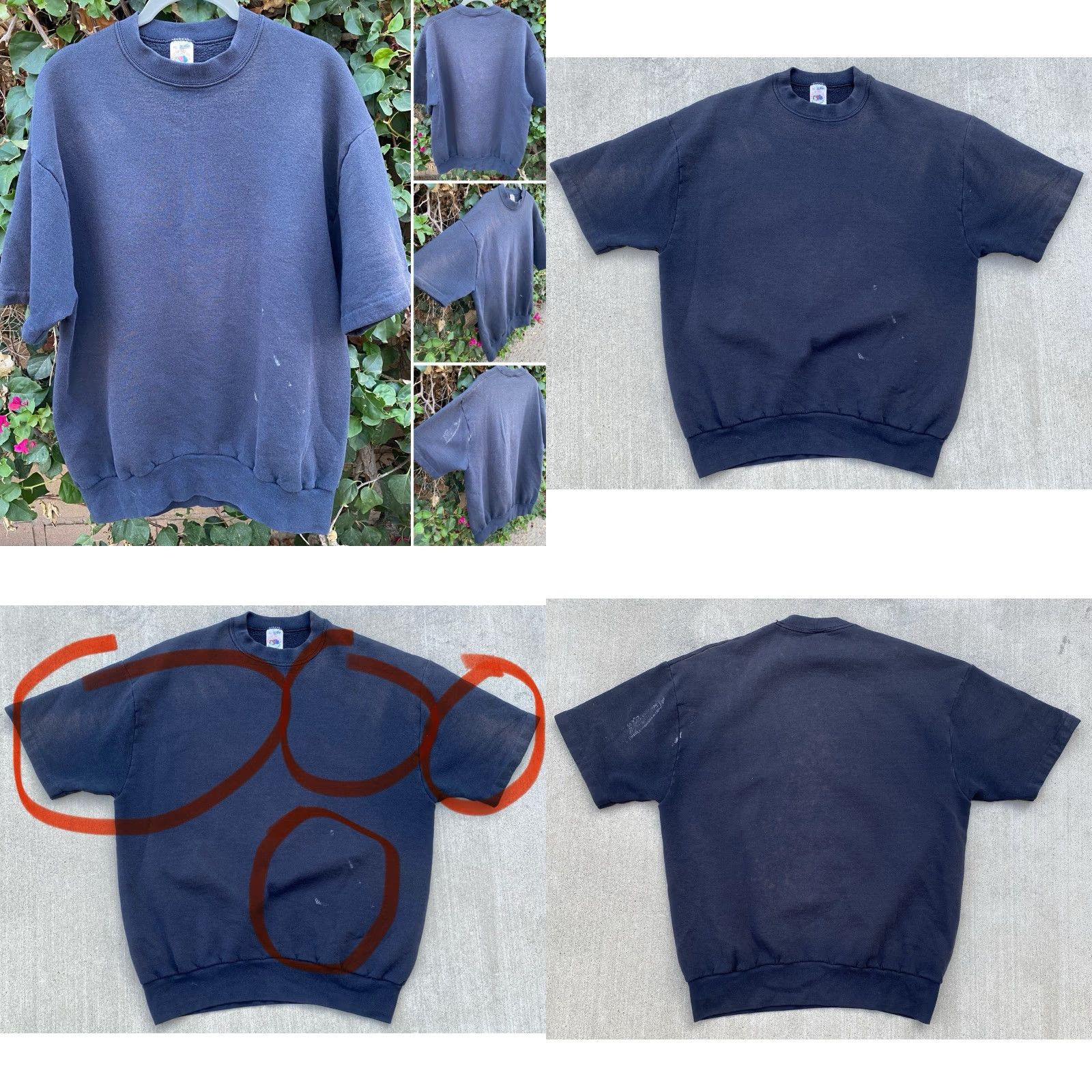 Fruit Of The Loom VINTAGE Fruit of the Loom Sweatshirt Short Sleeve XL Black Mens Pullover Vintage Cotton Blend Distressed Paint Likely Fading Ladies? Size US XL / EU 56 / 4 - 9 Thumbnail