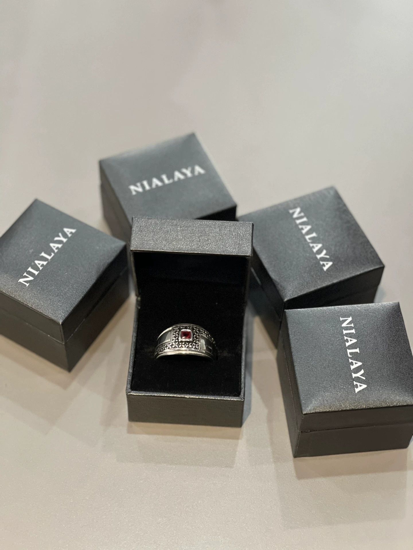 Nialaya Ruby Silver Unisex Ring, Men's — image 6 of 6