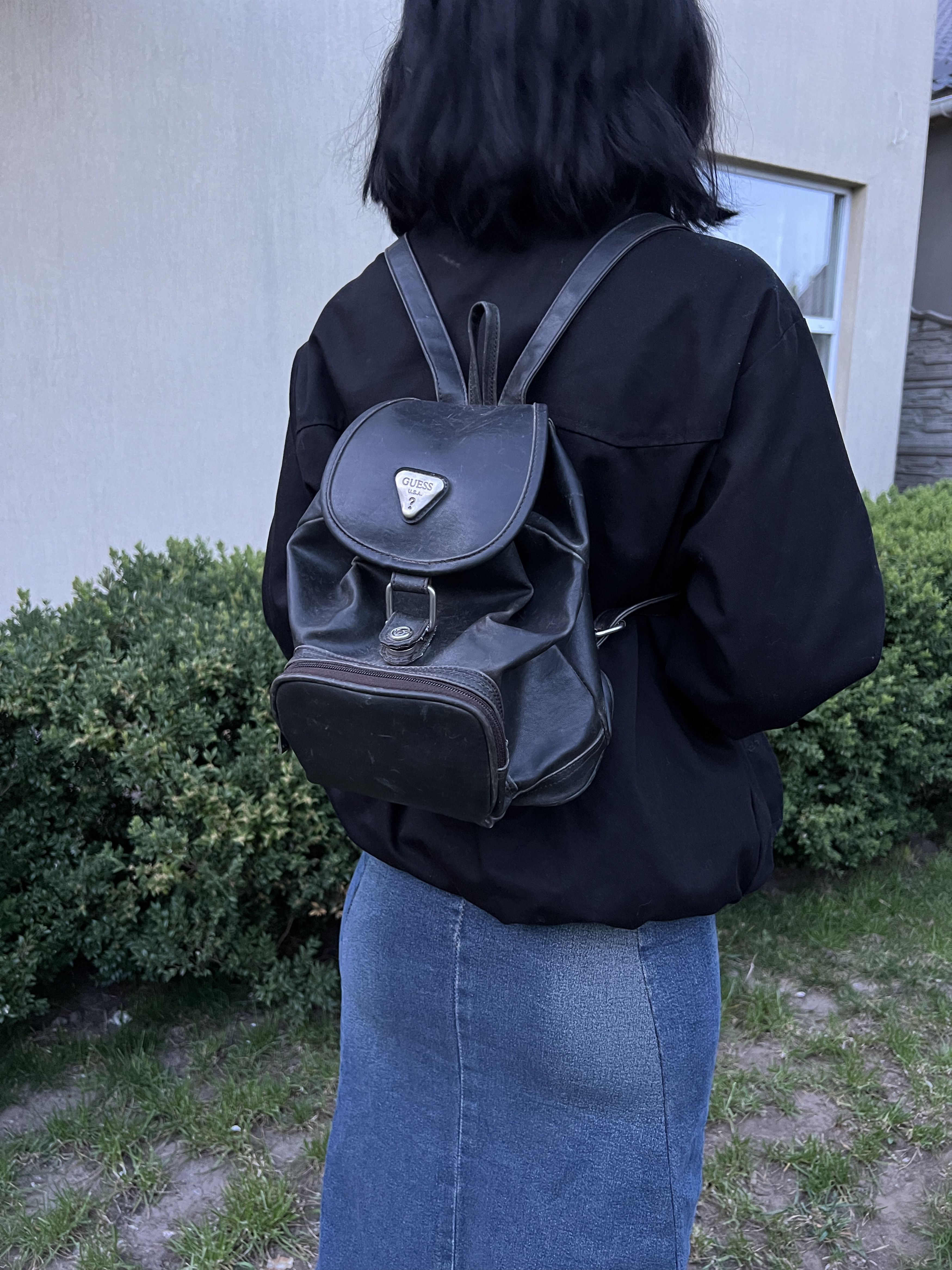 Guess Vintage Leather Mini Bag in Black, Women's