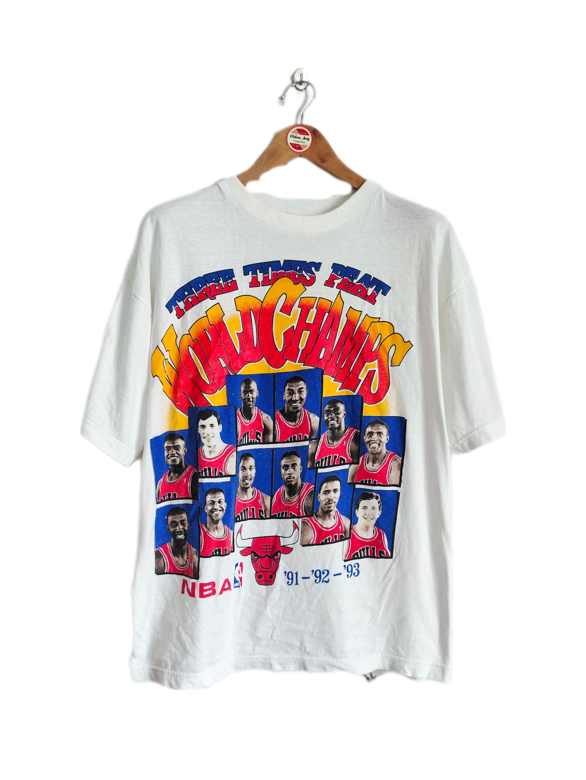 Starter × Vintage Rare Vintage Bulls "3-Times Peat" Players 90s T-shirt Size US XL / EU 56 / 4 - 1 Thumbnail