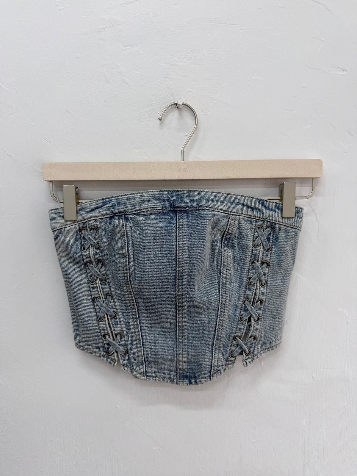 Ksubi new ksubi bustier denim crop top dove laced extra small XS 6 Size XS / US 0-2 / IT 36-38 - 4 Thumbnail