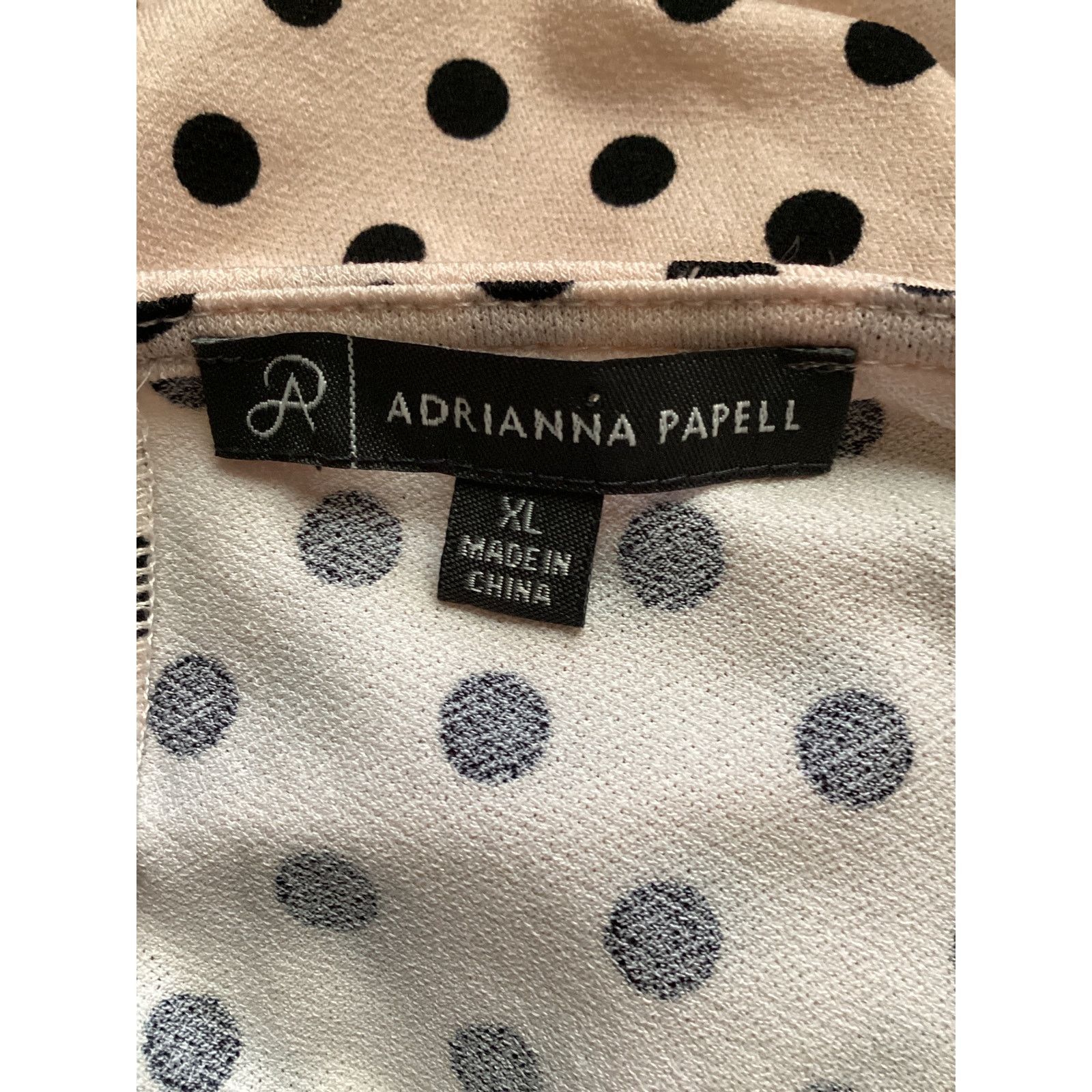 Adrianna Papell Adrianna Papell Beige Polka Dot Top Shirt XL Stretch Size XL / US 12-14 / IT 48-50 - 5 Thumbnail