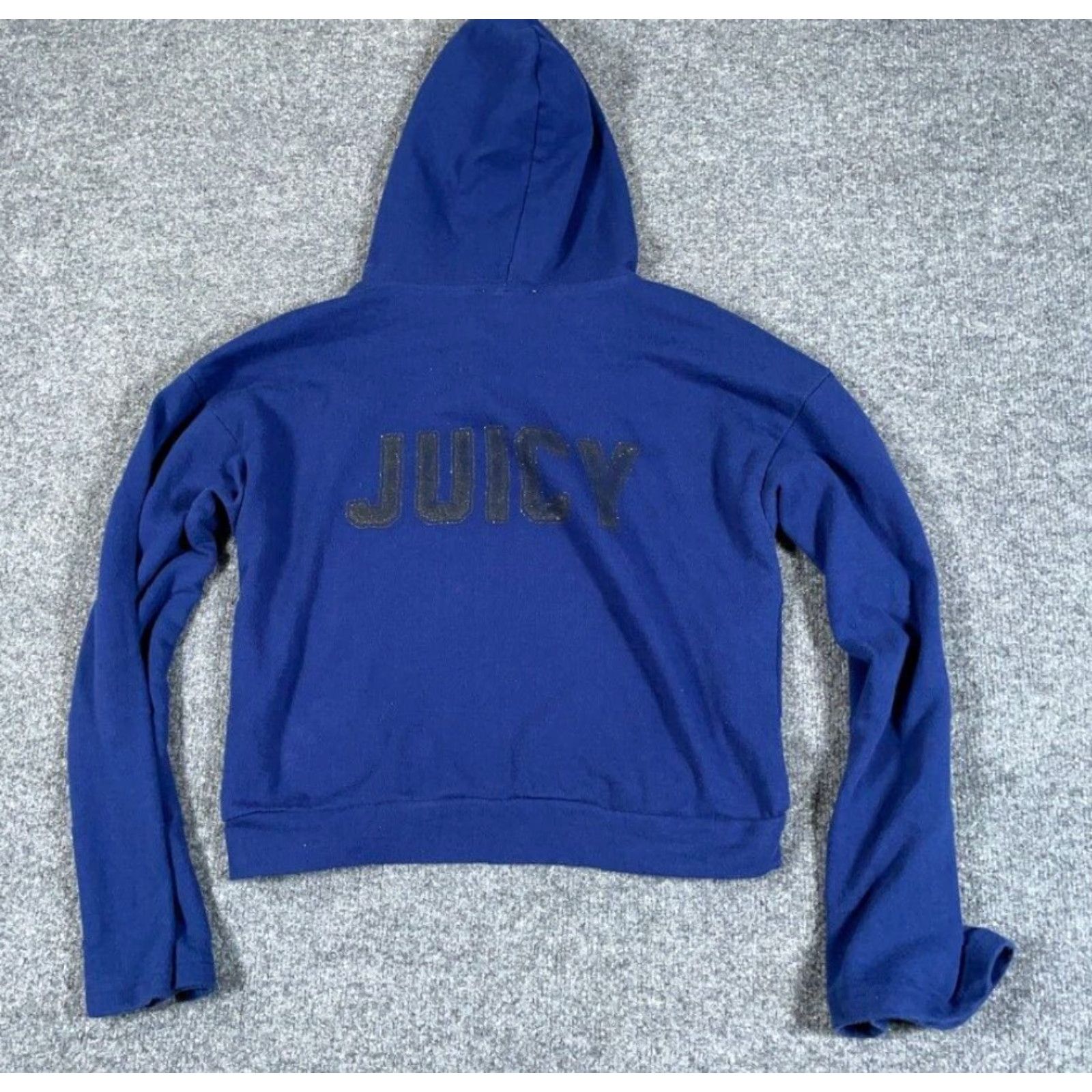 Juicy Couture VINTAGE VTG Juicy Couture Cropped Hoodie Bell Sleeve Sweatshirt Women's Medium Blue Size M / US 6-8 / IT 42-44 - 2 Thumbnail